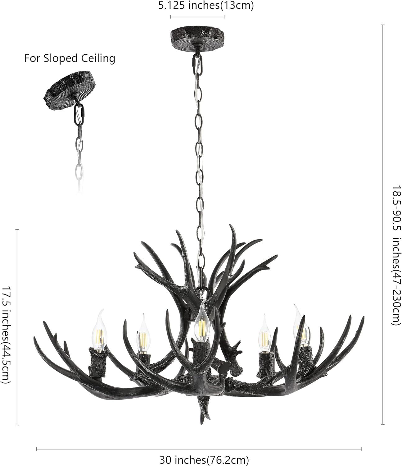 Eldora Black Resin Antler 5-Light Adjustable Chandelier