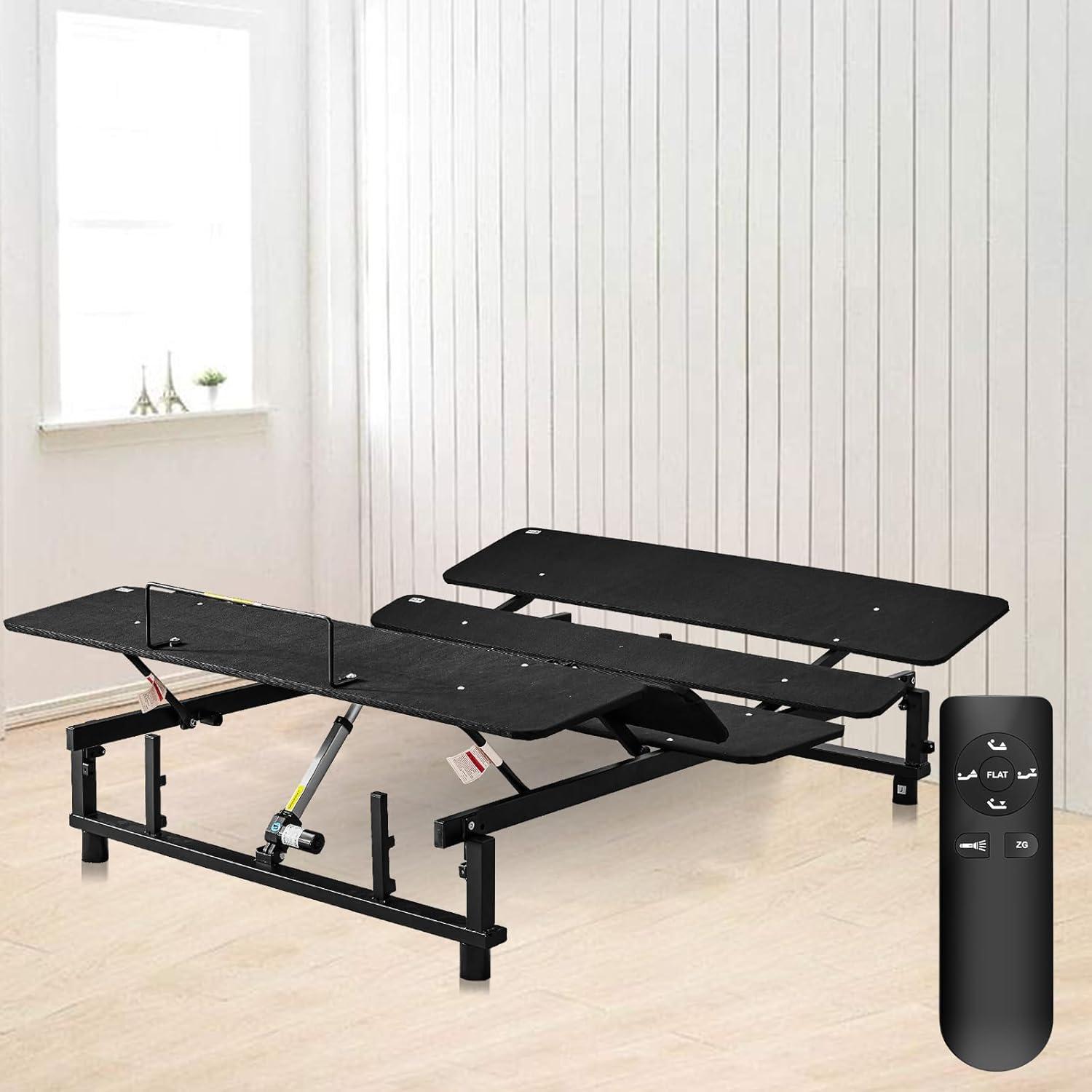 Alwyn Home Adjustable Bed Base Frame Bed Frame With Head And Foot Incline Wireless Remote Zero Gravity Quiet Motor Black Queen