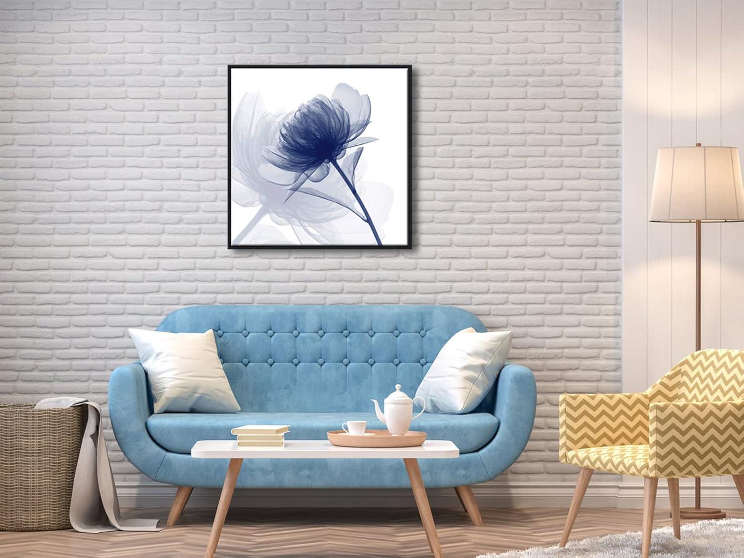 Blue Floral Abstract Canvas Wall Art 24x24