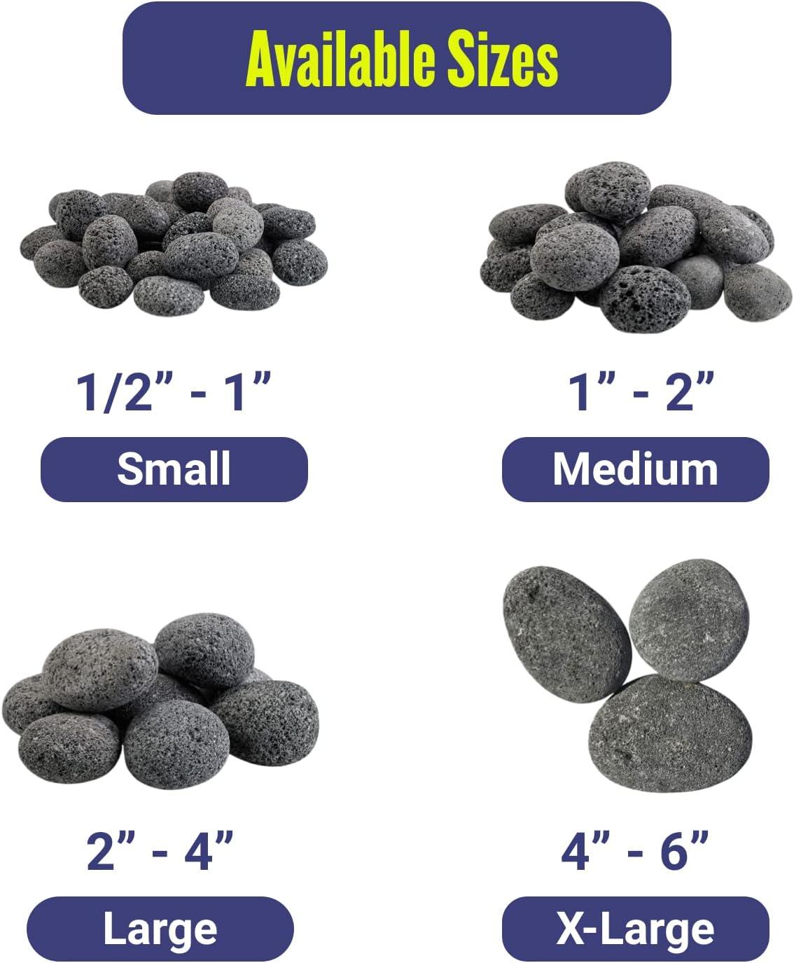 Large Tumbled Gray and Black Lava Stones for Fire Pits