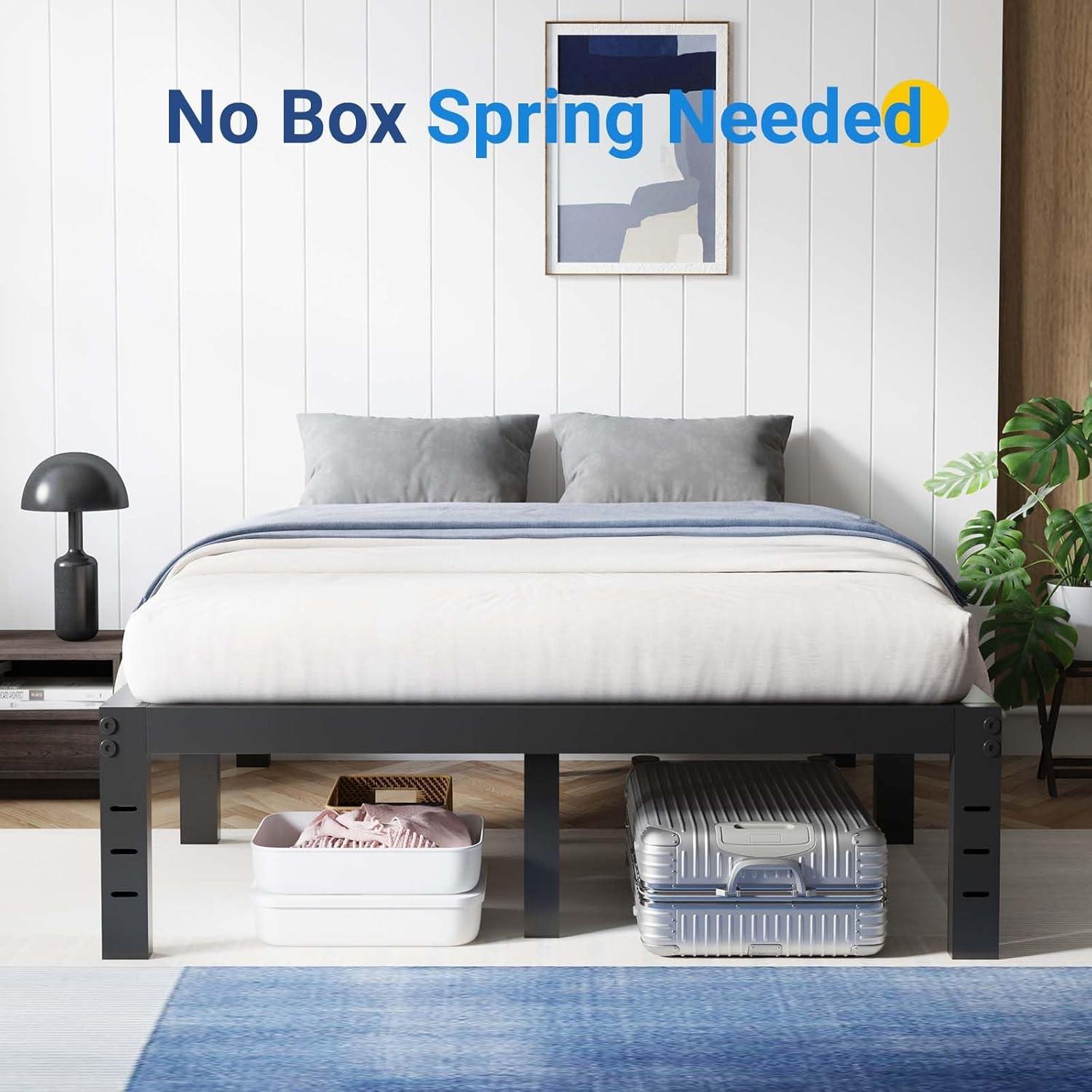 Avenco Queen Bed Frame, 16 Inch Simplicity Metal Platform Queen Size Bed Frame with Underbed Storage, No Box Spring Needed, Heavy Duty Steel Slat Support, for Bedroom, Guest Room, Easy Assembly