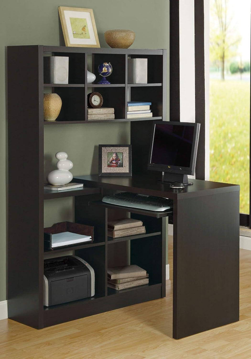 Monarch Specialties Computer Desk, Bookcase, Corner, L Shape, Work, Laptop, Brown Laminate