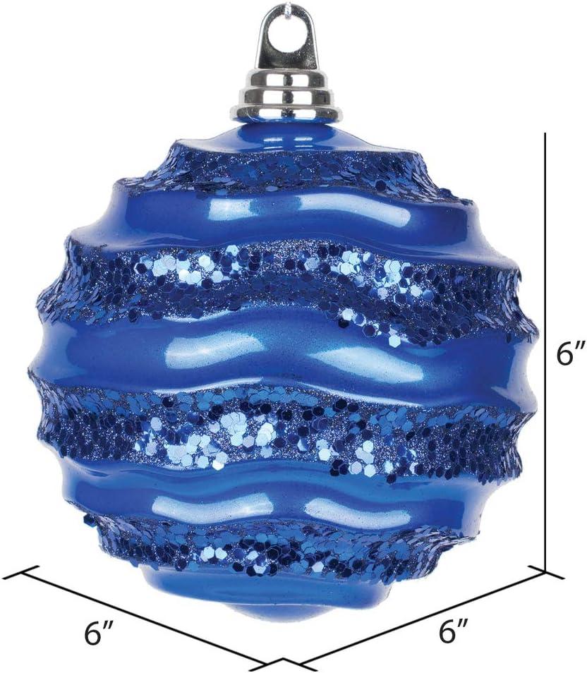 6" Blue Glitter Wave Shatterproof Plastic Christmas Ornament