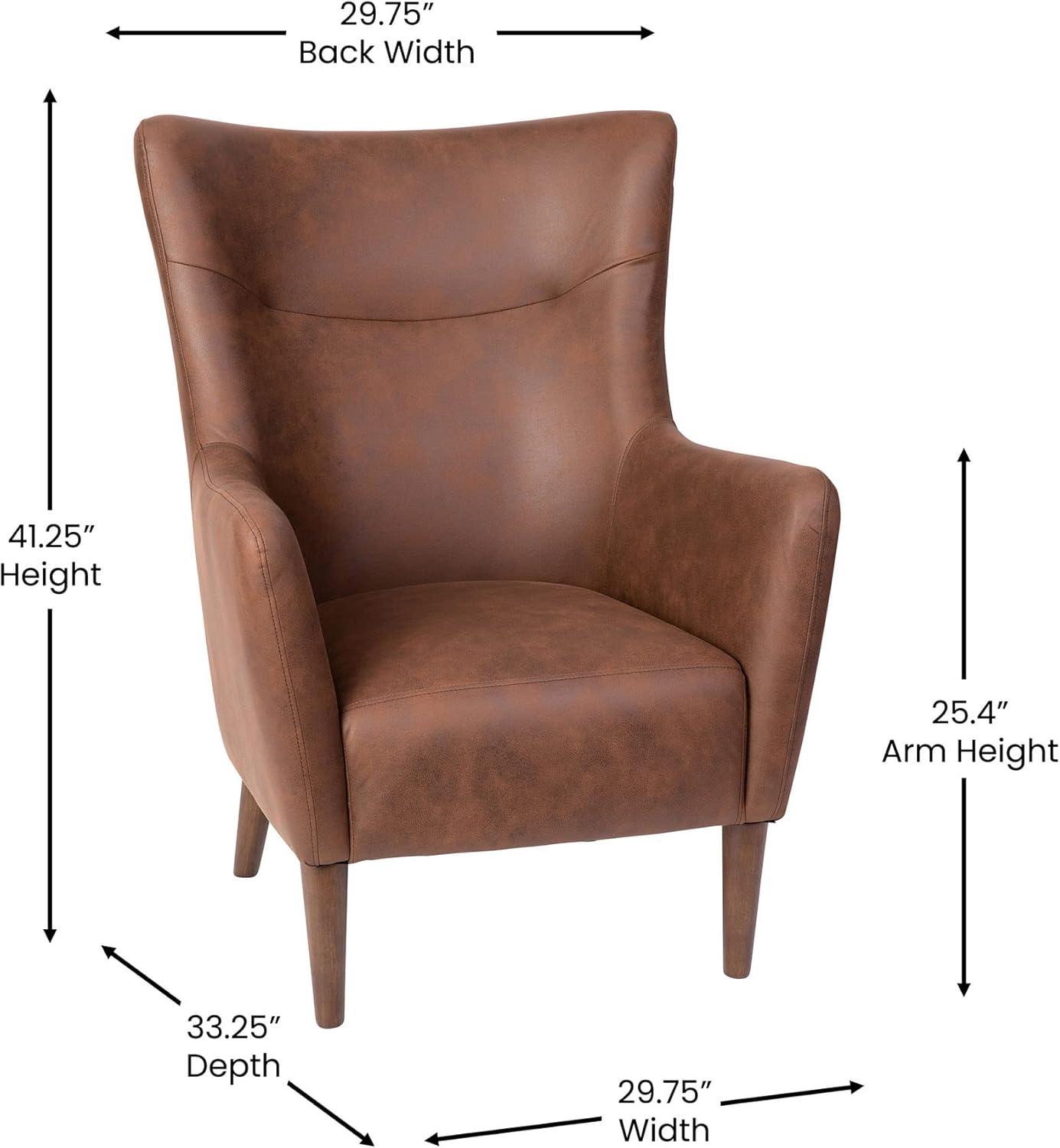 Flash Furniture Connor Traditional Wingback Accent Chair, Commercial Grade Faux Leather Upholstery and Wooden Frame and Legs