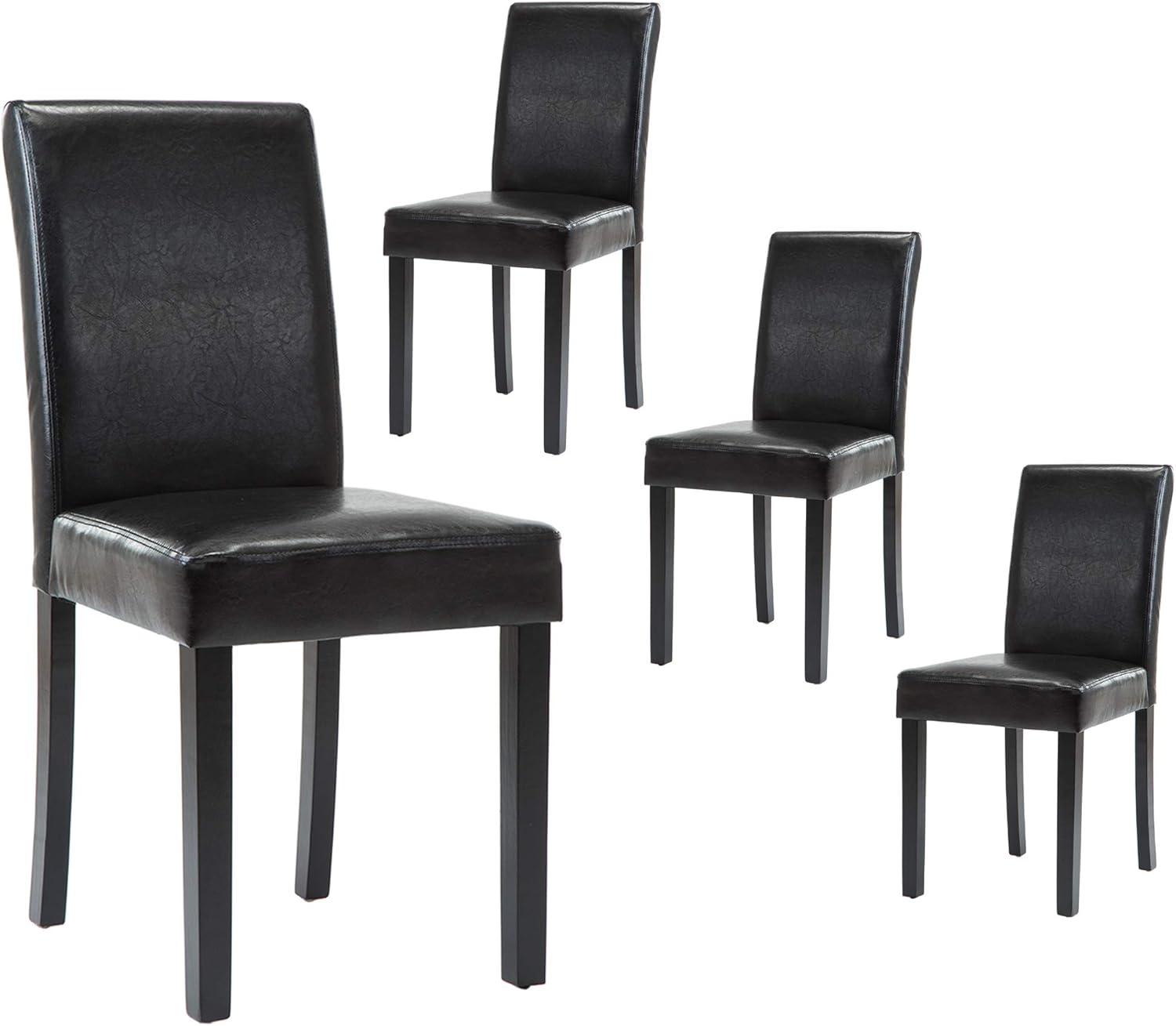 Tangkula Dining Chair Set of 4 w/ Acacia Wood Frame & Rubber Wood Legs Padded Backrest