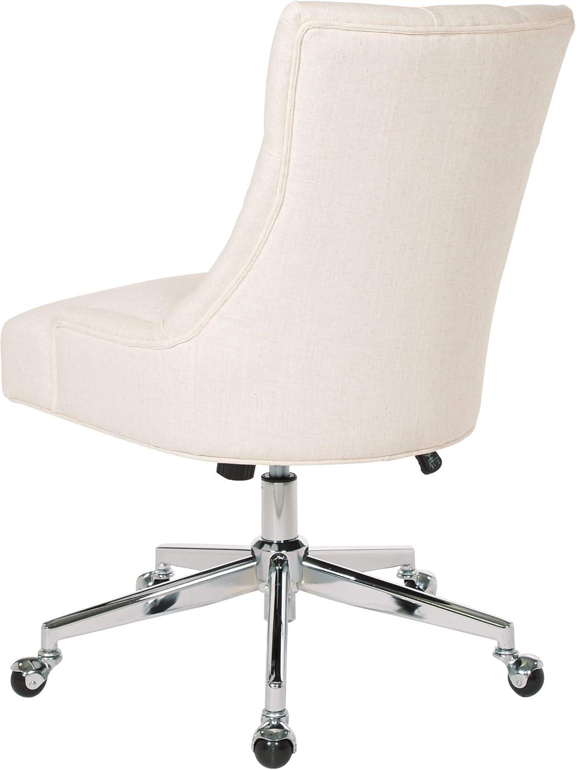 Amelia Office Chair Linen - OSP Home Furnishings: Swivel, Tufted, Adjustable Height, Metal Frame, No Arms