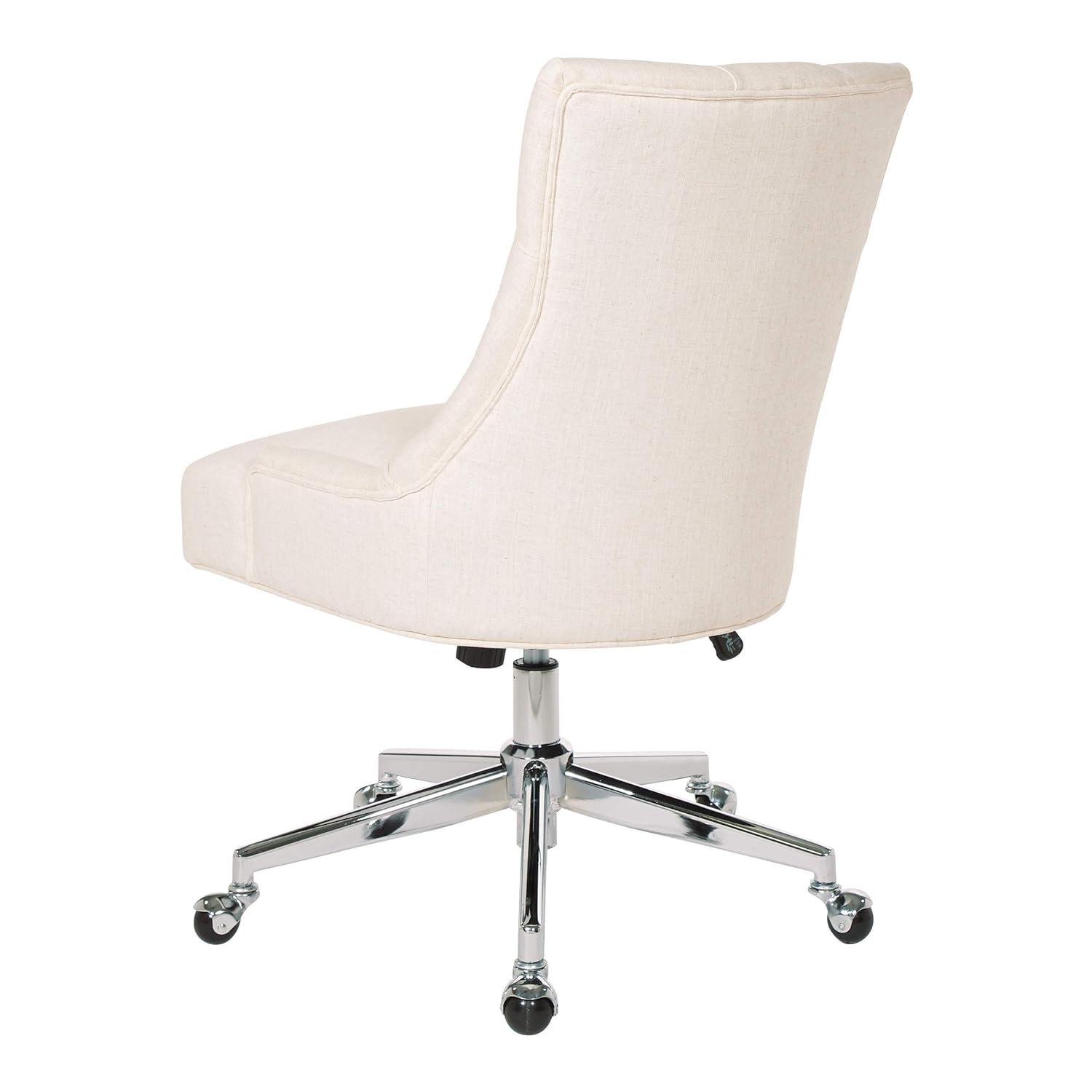 Amelia Office Chair Linen - OSP Home Furnishings: Swivel, Tufted, Adjustable Height, Metal Frame, No Arms