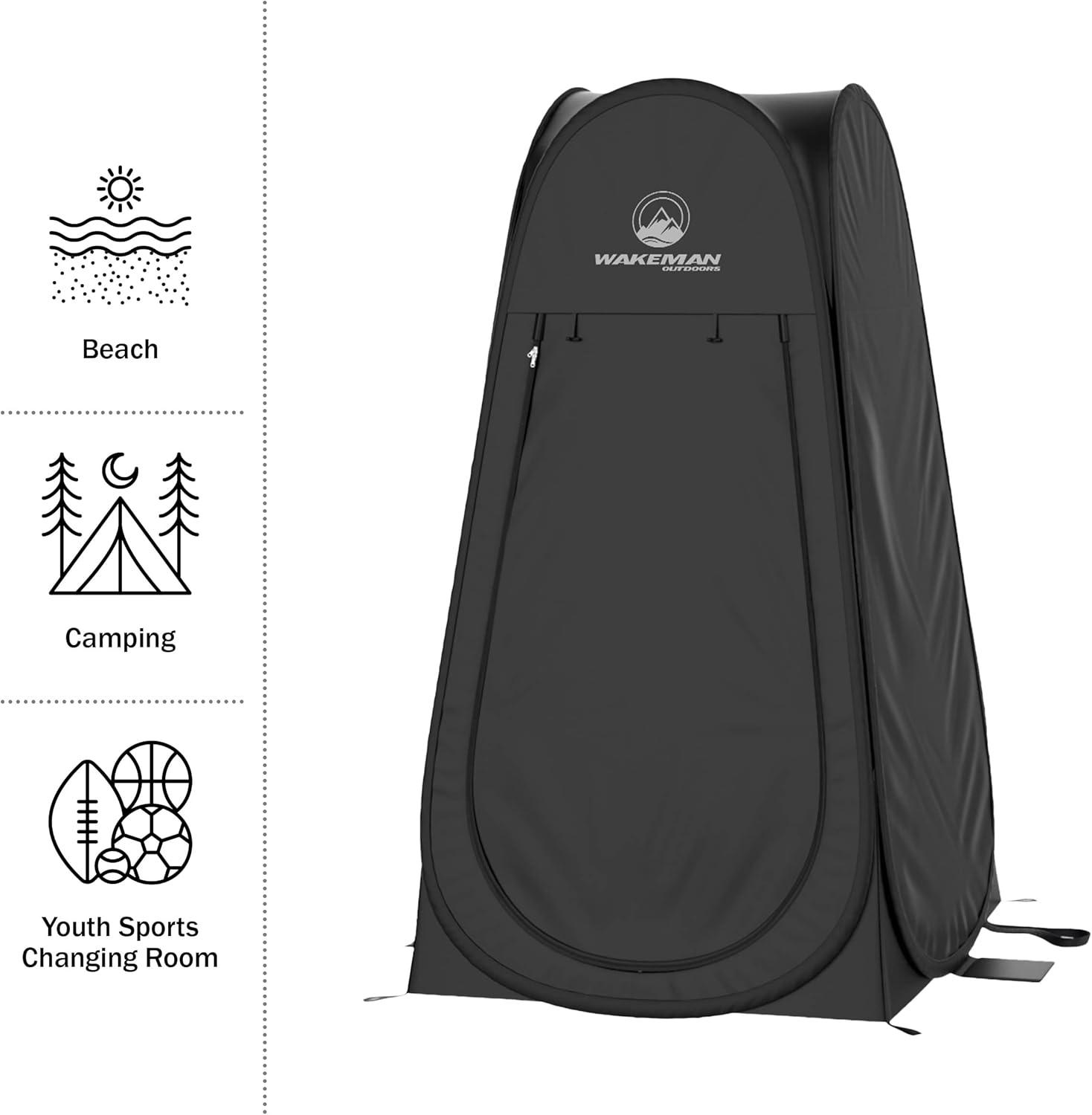 Black Polyester Pop Up Privacy Shower Tent with Carry Bag