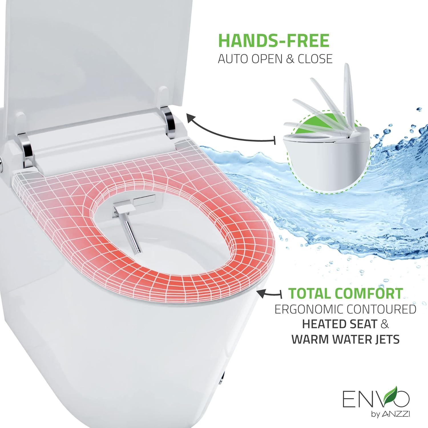 Swcorp TL-STFF950WH Envo Echo Elongated Smart Toilet Bidet in White with Auto Open, Auto Close, Auto Flush & Heated Seat