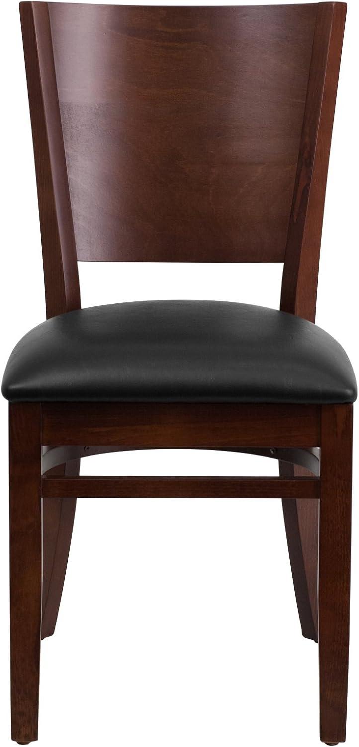 Flash Furniture Lacey Series Solid Back Walnut Wood Restaurant Chair - Burgundy Vinyl Seat