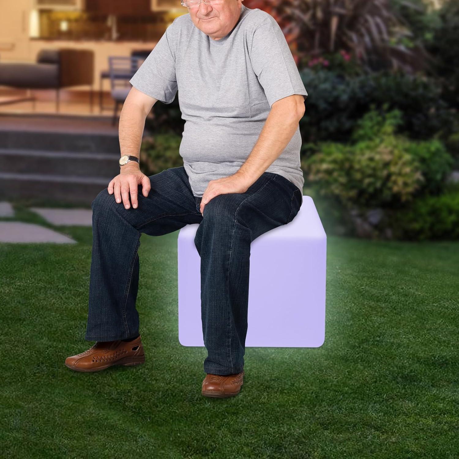Rechargeable LED Cube Chair, 16 Colors Remote Conctrol Glow Furniture Stool Table with 4 Lighting Modes, LED Fun Seat Furniture Night Light for Home Outdoor Pool Bar Party Deco ﻿ (16 inch)
