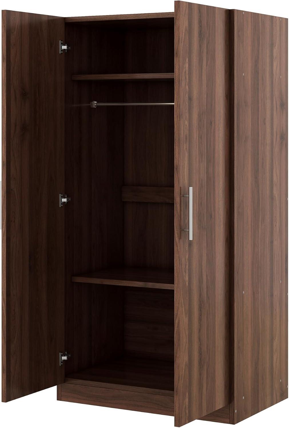 Gzxs Vintage Armoire, 2-Doors Versatile Storage Wardrobe with Hanger Rod, 3-Tier Wooden Storage Cabinet Organizer for Clothes, 31.5"L x 19.8"W x 67.3"H, Brown