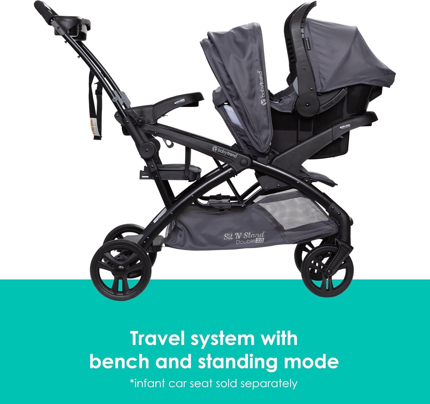 Baby Trend Sit N Stand Double 2.0 Stroller - Dash Gray