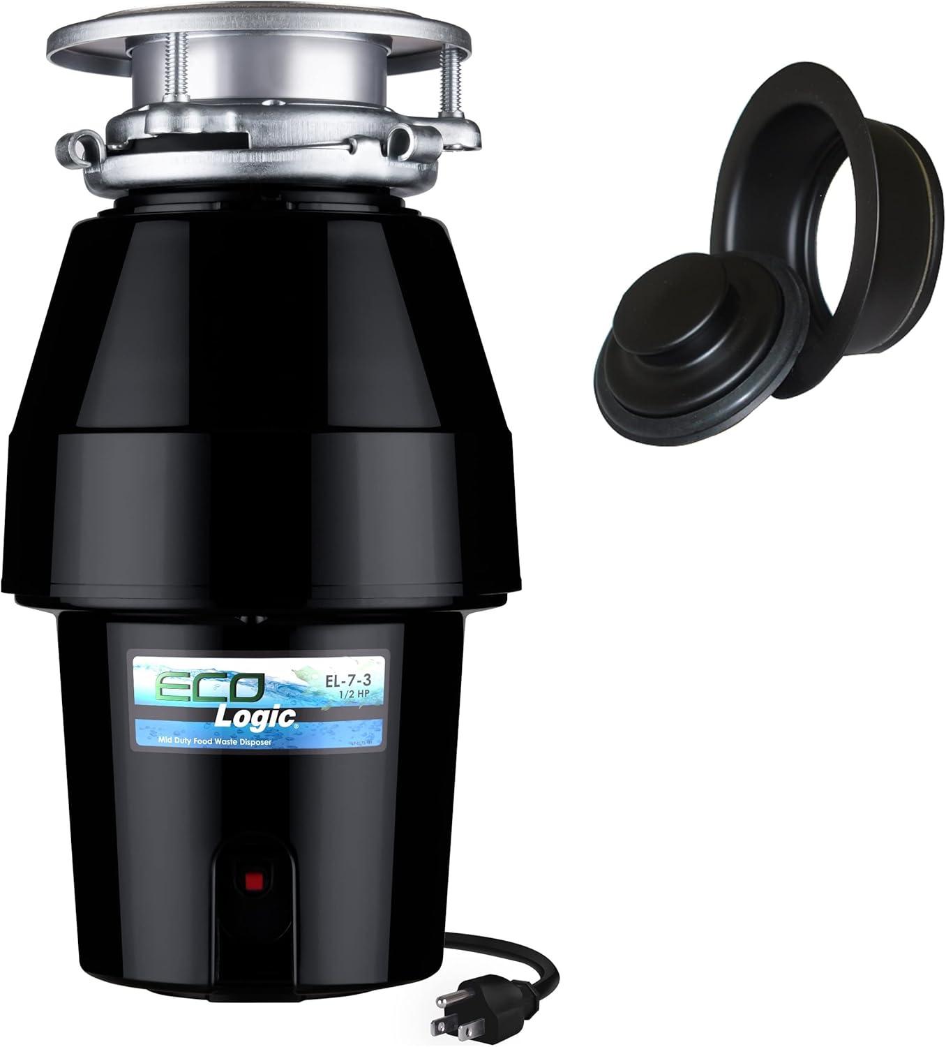 Eco Logic 7 Black 1/2 HP Food Waste Disposer with Sink Flange