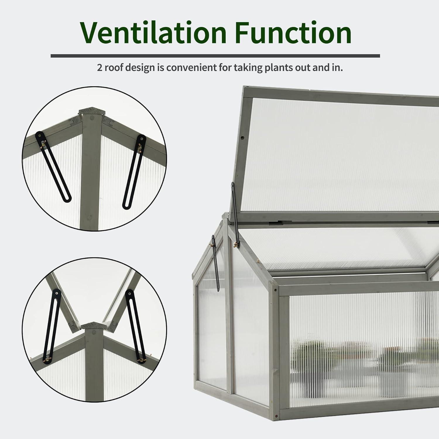 MCombo 35.4" W x 31.5" D Double Box Wooden Greenhouse Cold Frame