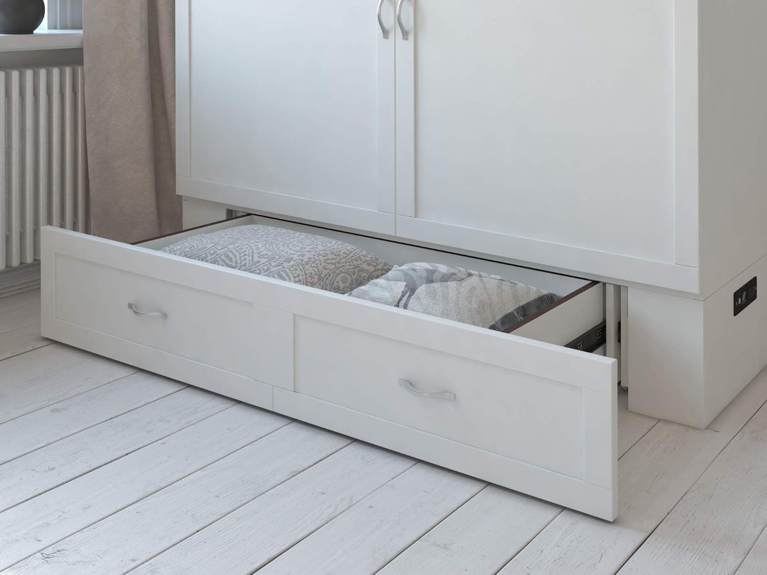 Hamilton Murphy Bed Chest Queen White with Charging Station