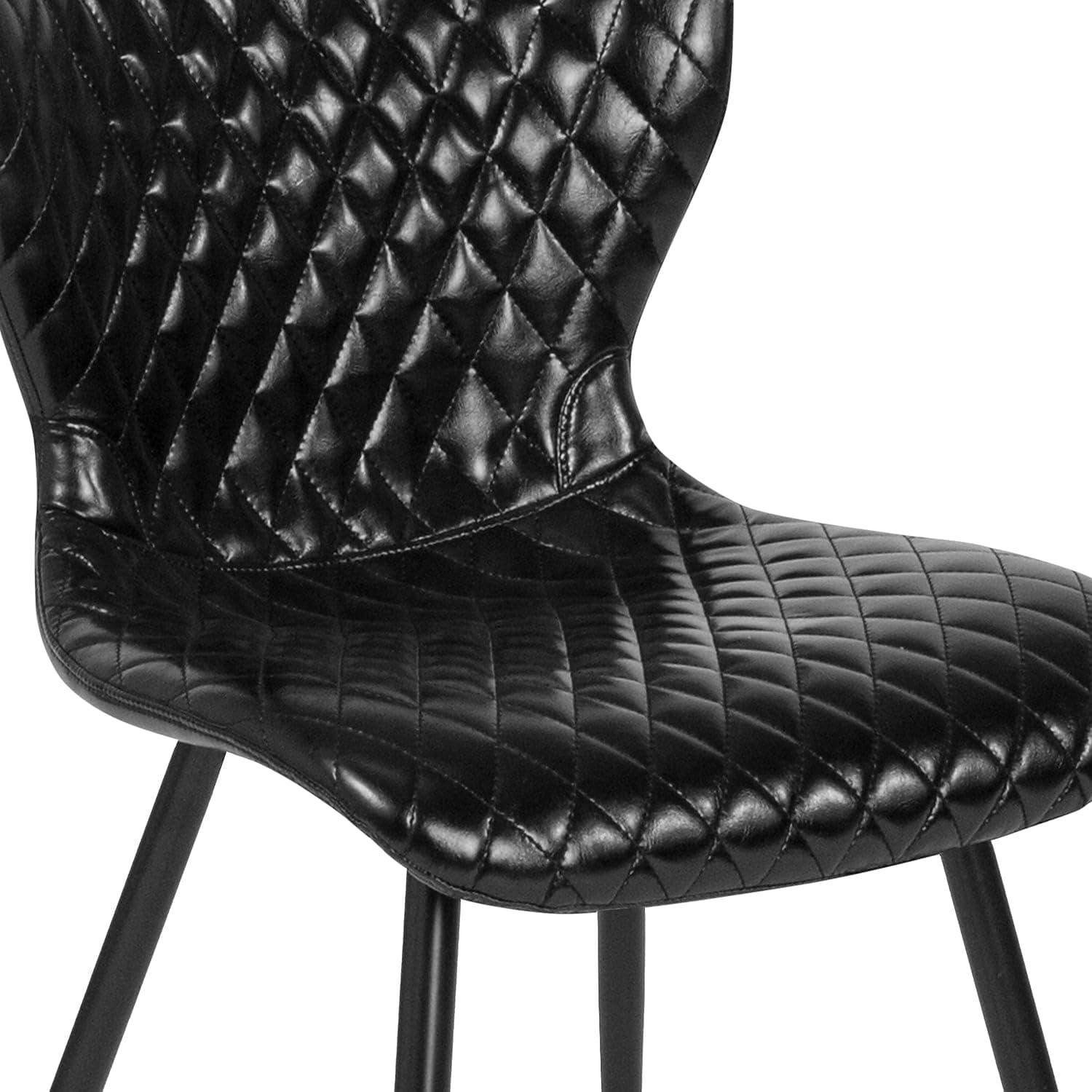 Elegant Bristol Black Vinyl and Metal Side Chair