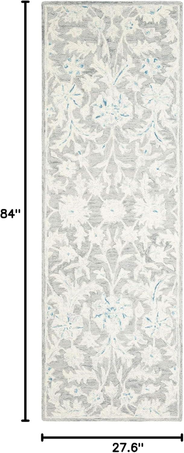 Micro-Loop MLP506 Hand Tufted Indoor Runner Rug - Grey/Ivory - 2'3"x11' - Safavieh
