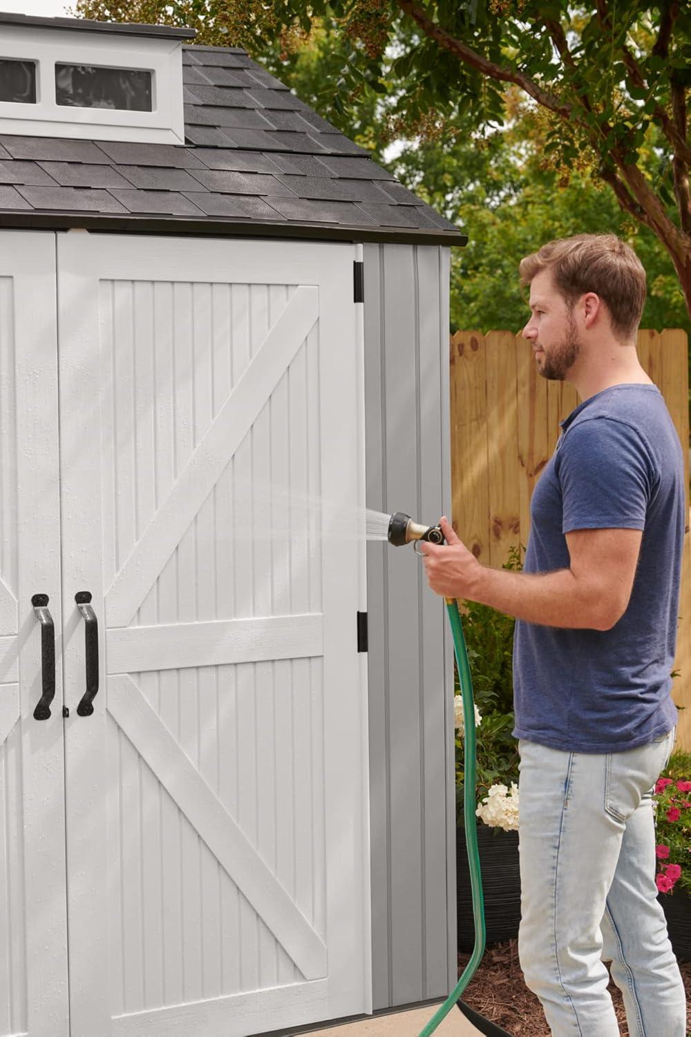 Rubbermaid 7 x 7 Foot Weather Resistant Resin Outdoor Storage Shed, Gray