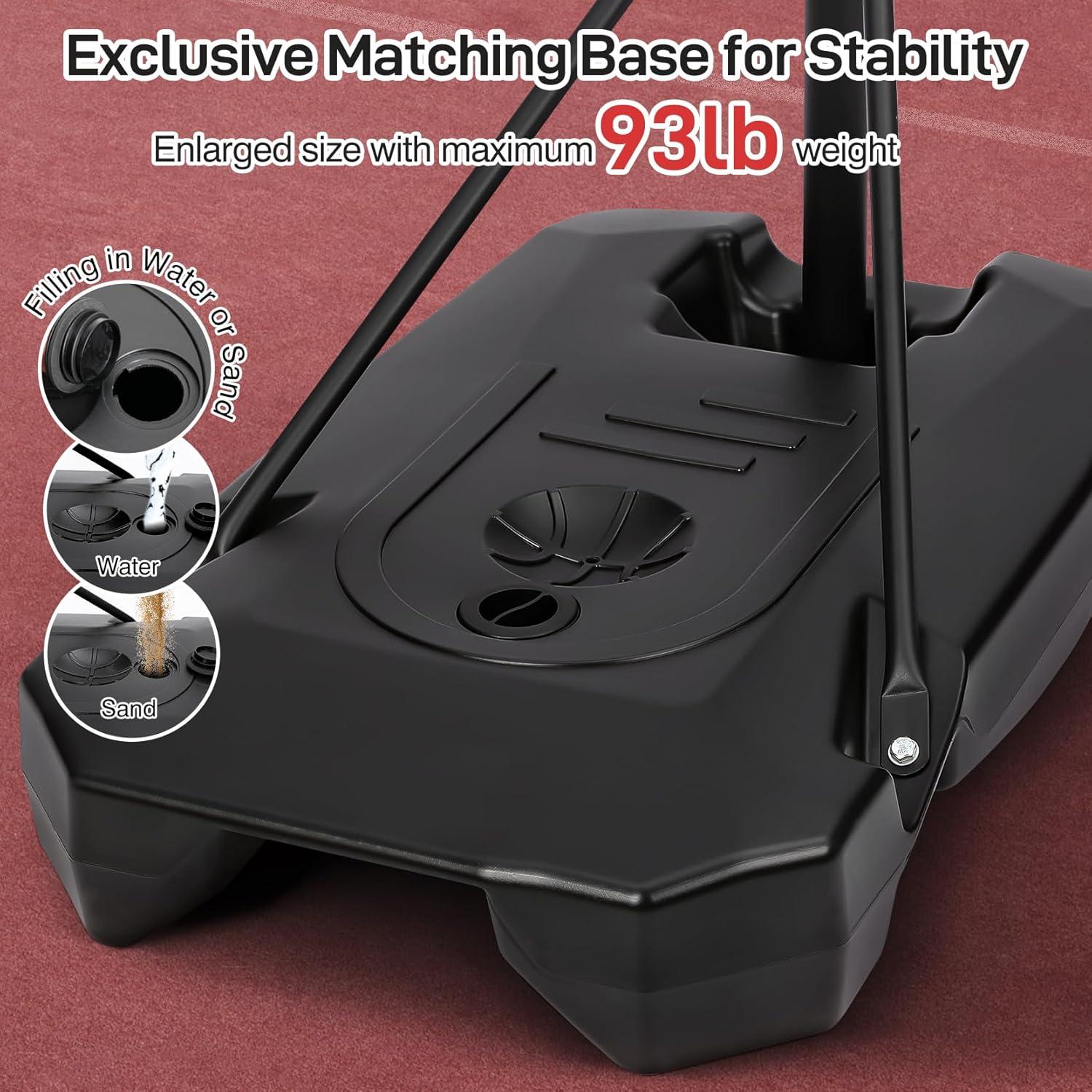 Kids Basketball Hoop Outdoor 4.82-8.53ft Adjustable, Portable Basketball Hoops & Goals for Kids/Teenagers/Youth in Backyard/Driveway/Indoor, with Enlarged Base and PC Backboard