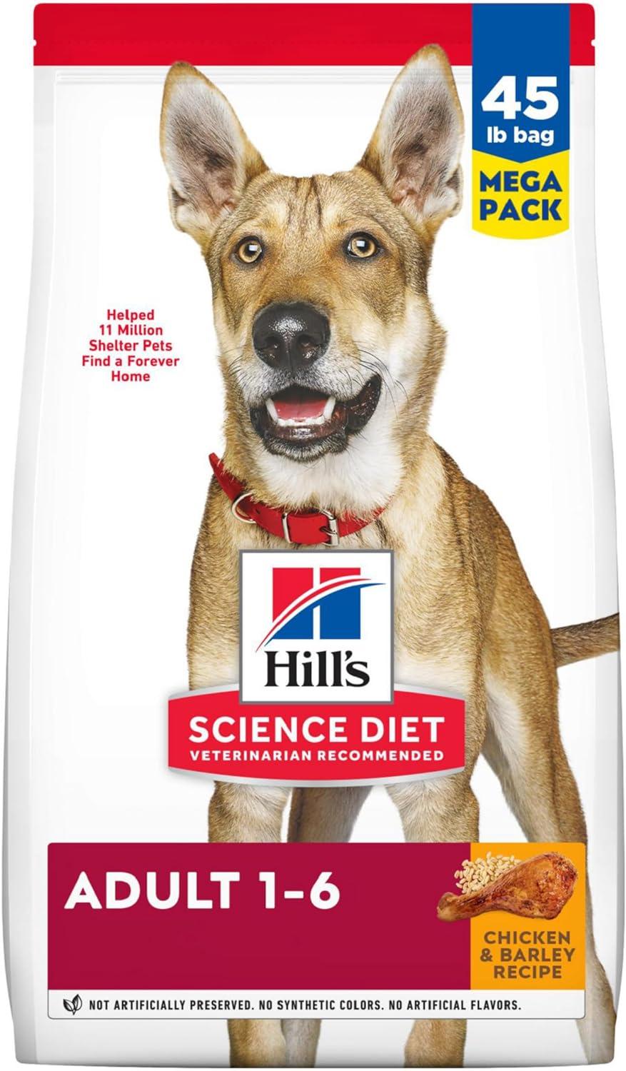 Hill's Science Diet Adult 1-6 Chicken & Barley Dry Dog Food, 45 lb Bag