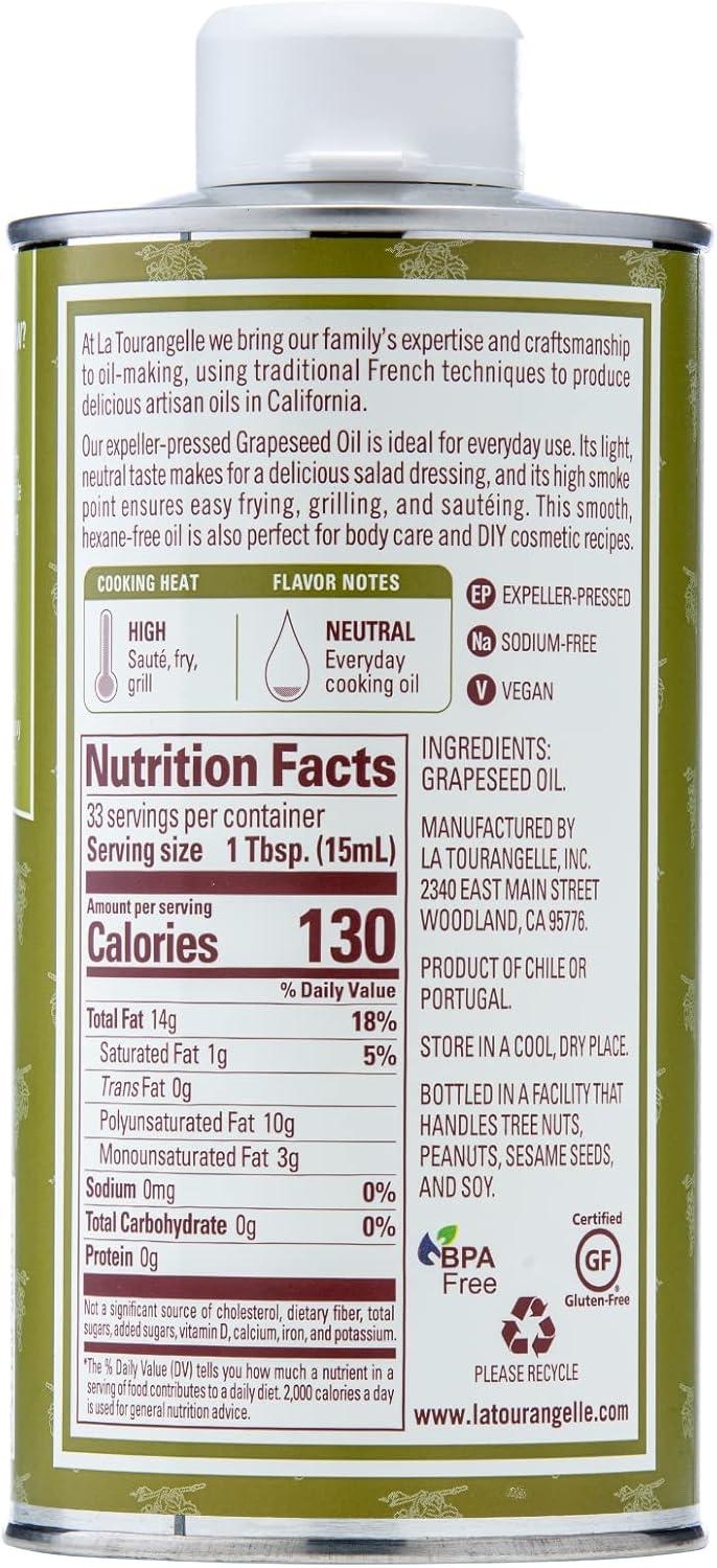 La Tourangelle Expeller-Pressed Grapeseed Oil, 16.9 Fl oz