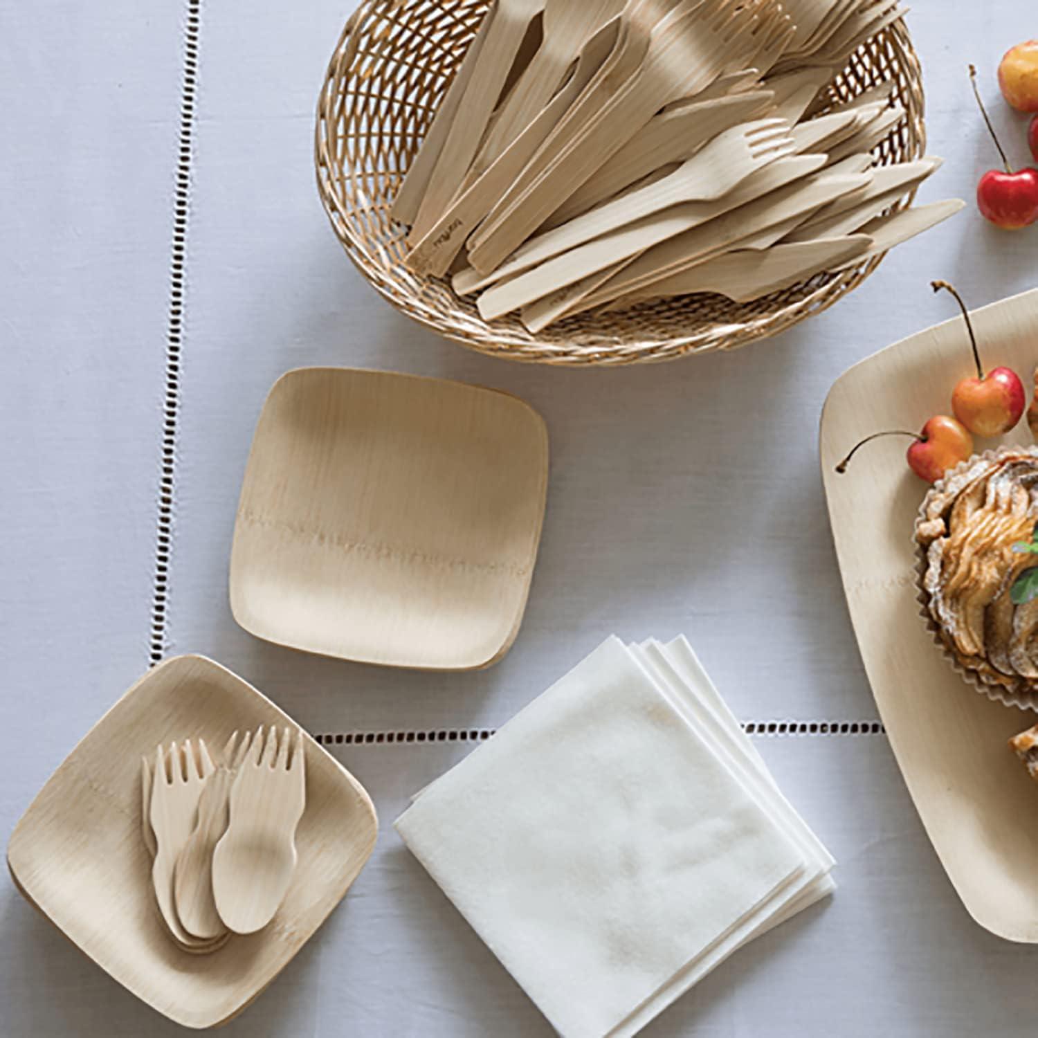 Eco-Friendly 3.5" Square Bamboo Compostable Plates, Pack of 250