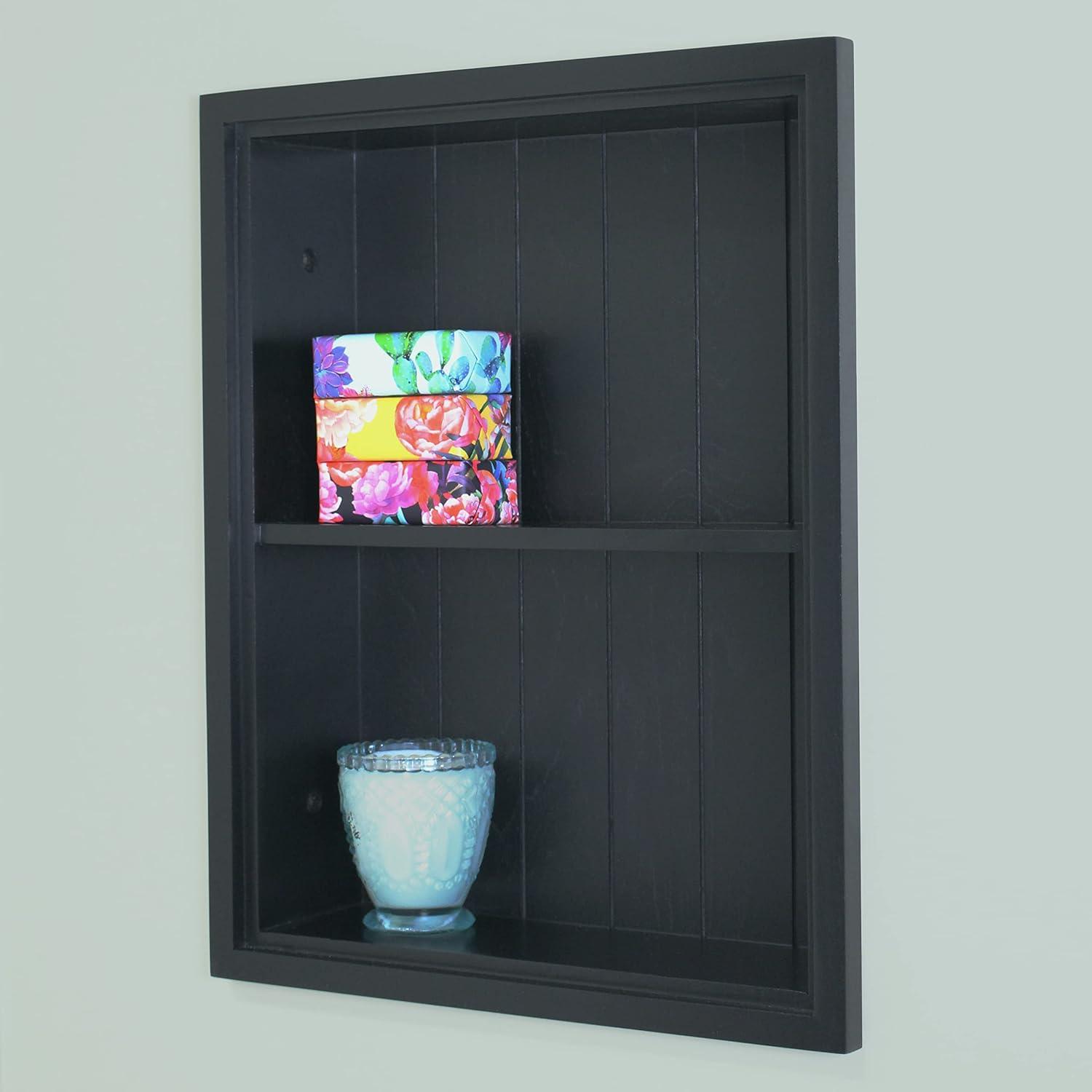 Sloane 14x18 Black Recessed Wall Niche with Beadboard Back