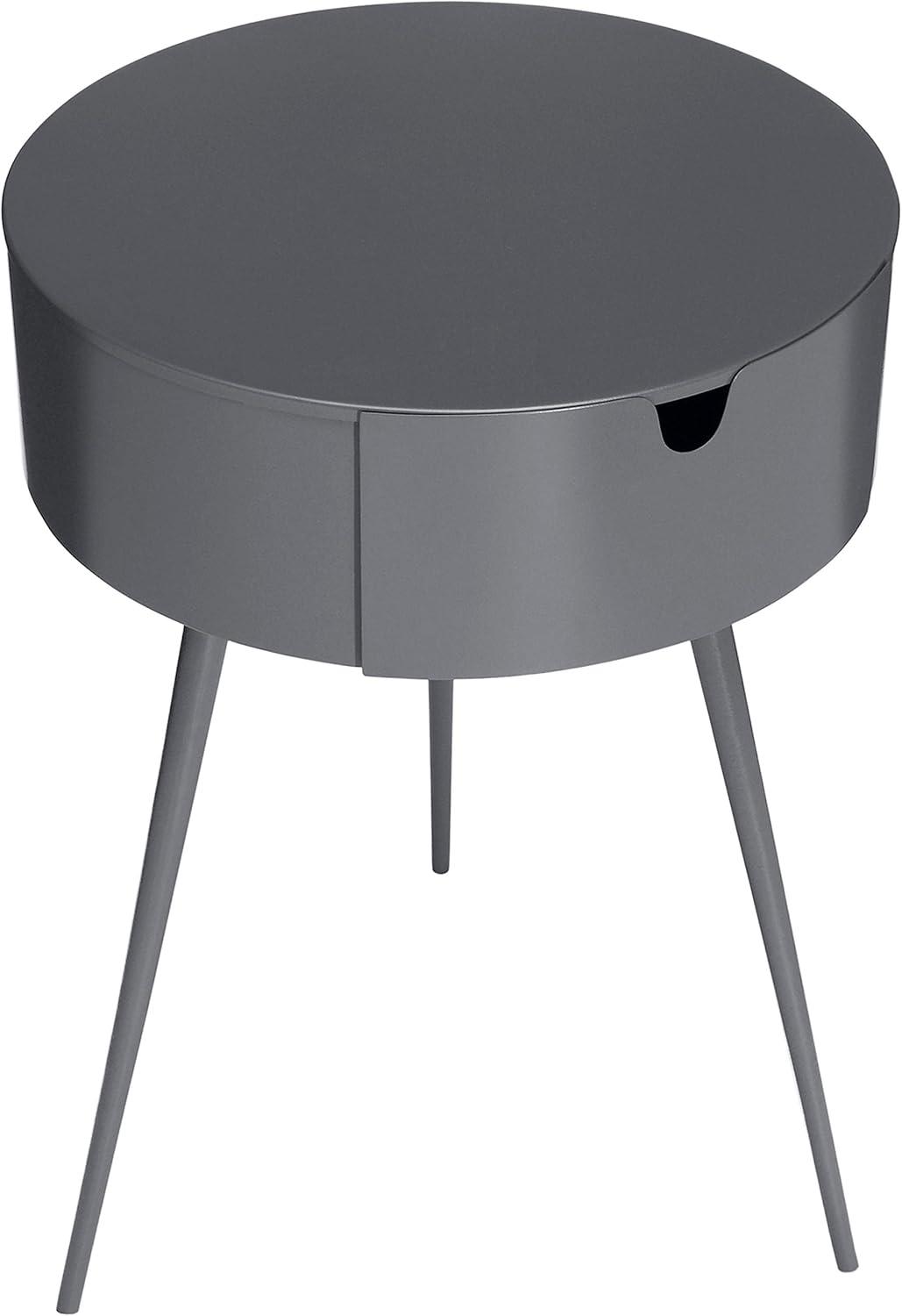 Bali Gray Metal Round Nightstand with Drawer