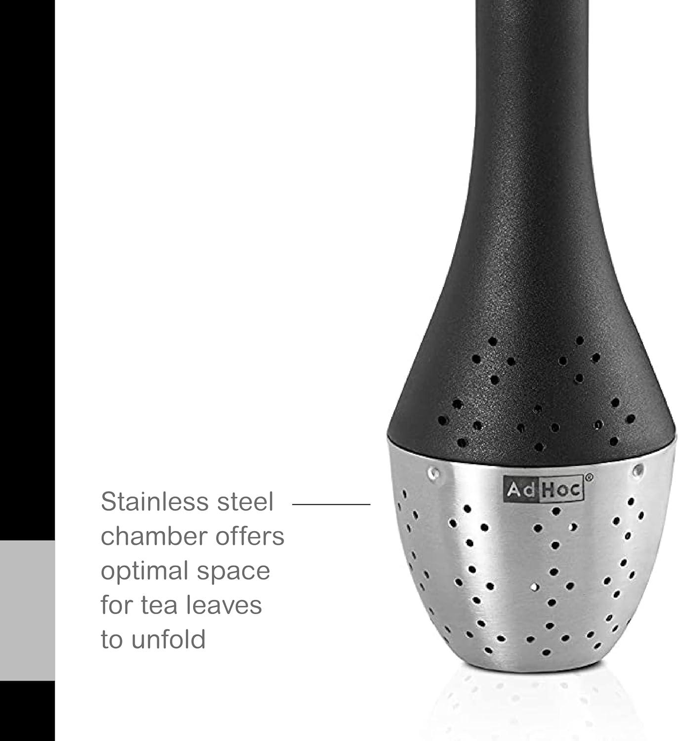 AdHoc Santea Floating Loose Leaf Tea Infuser withMagnetic Hourglass , Black/Silver Stainless Steel