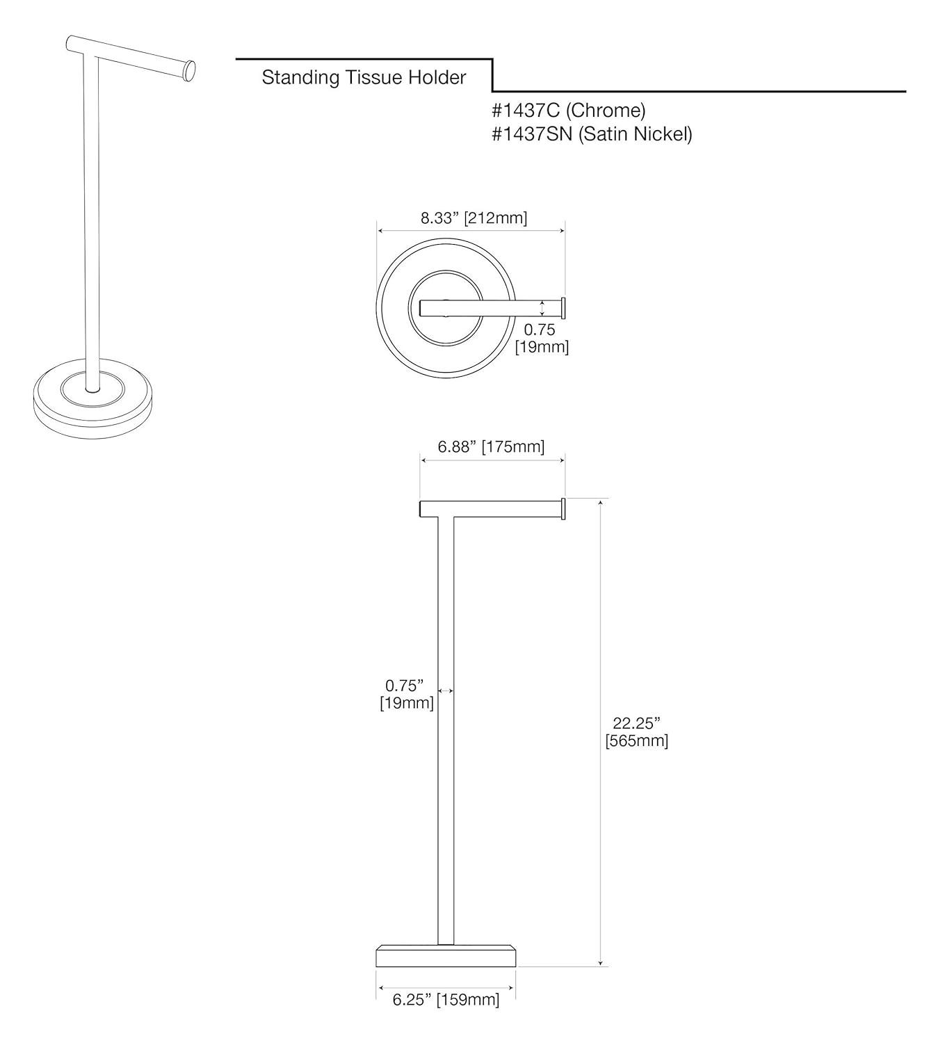 Latitude II Freestanding 22.25"H Toilet Paper Holder with Weighted Base