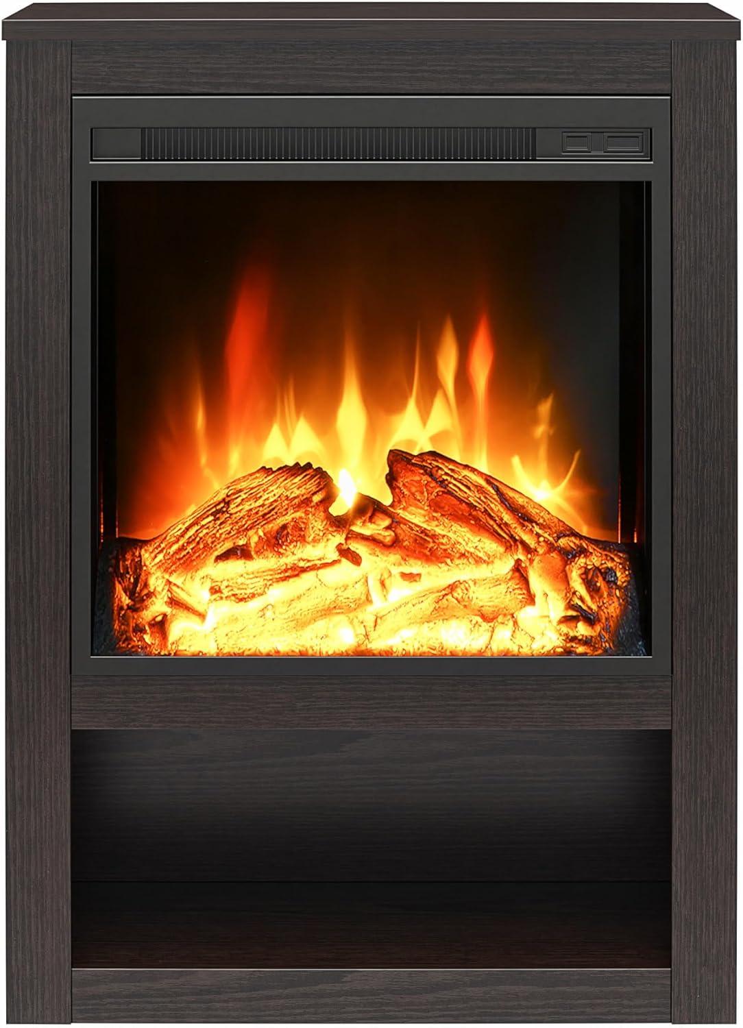 Espresso 22-Inch Electric Fireplace with Mantel and Shelf