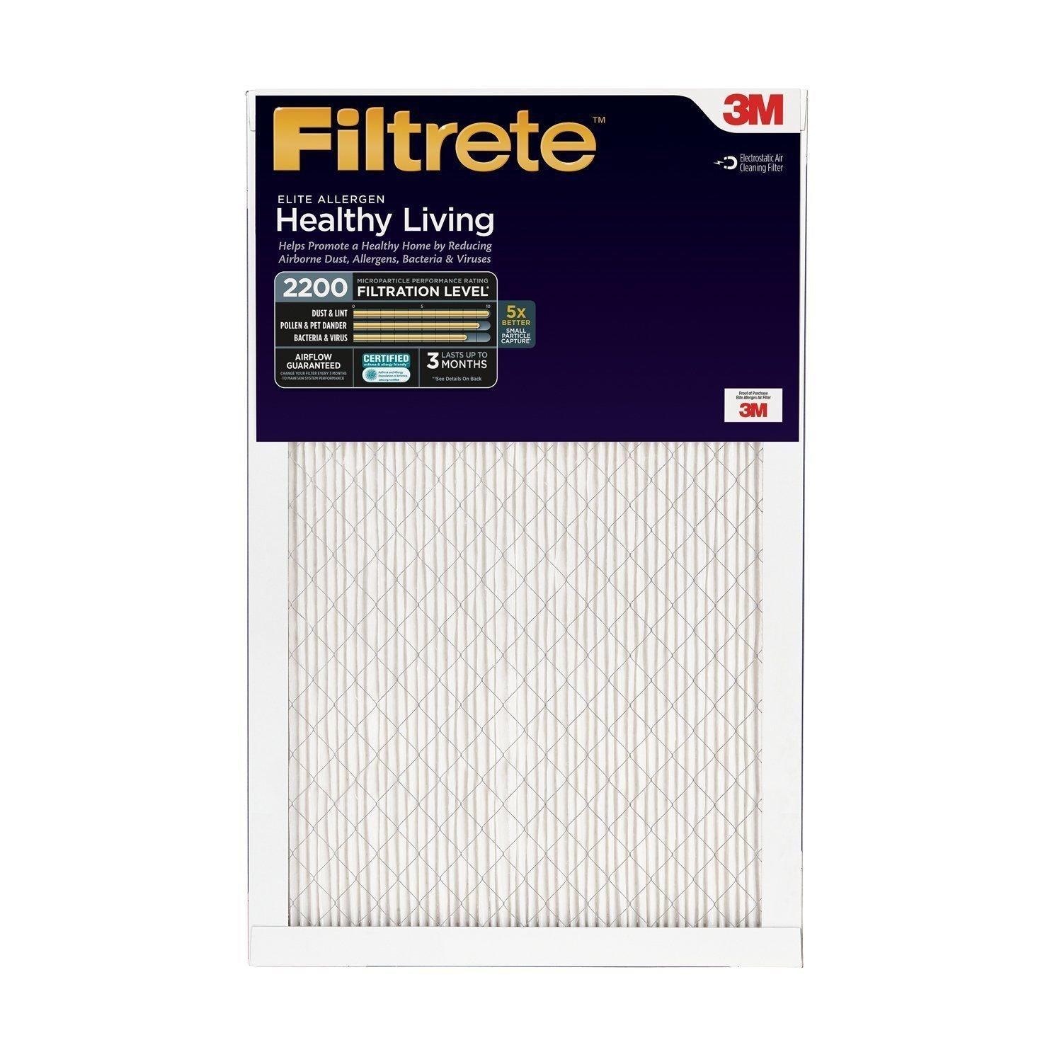 Filtrete MPR 2200 16 x 25 x 1 Elite Allergen Reduction HVAC Air Filter, 3-Pack