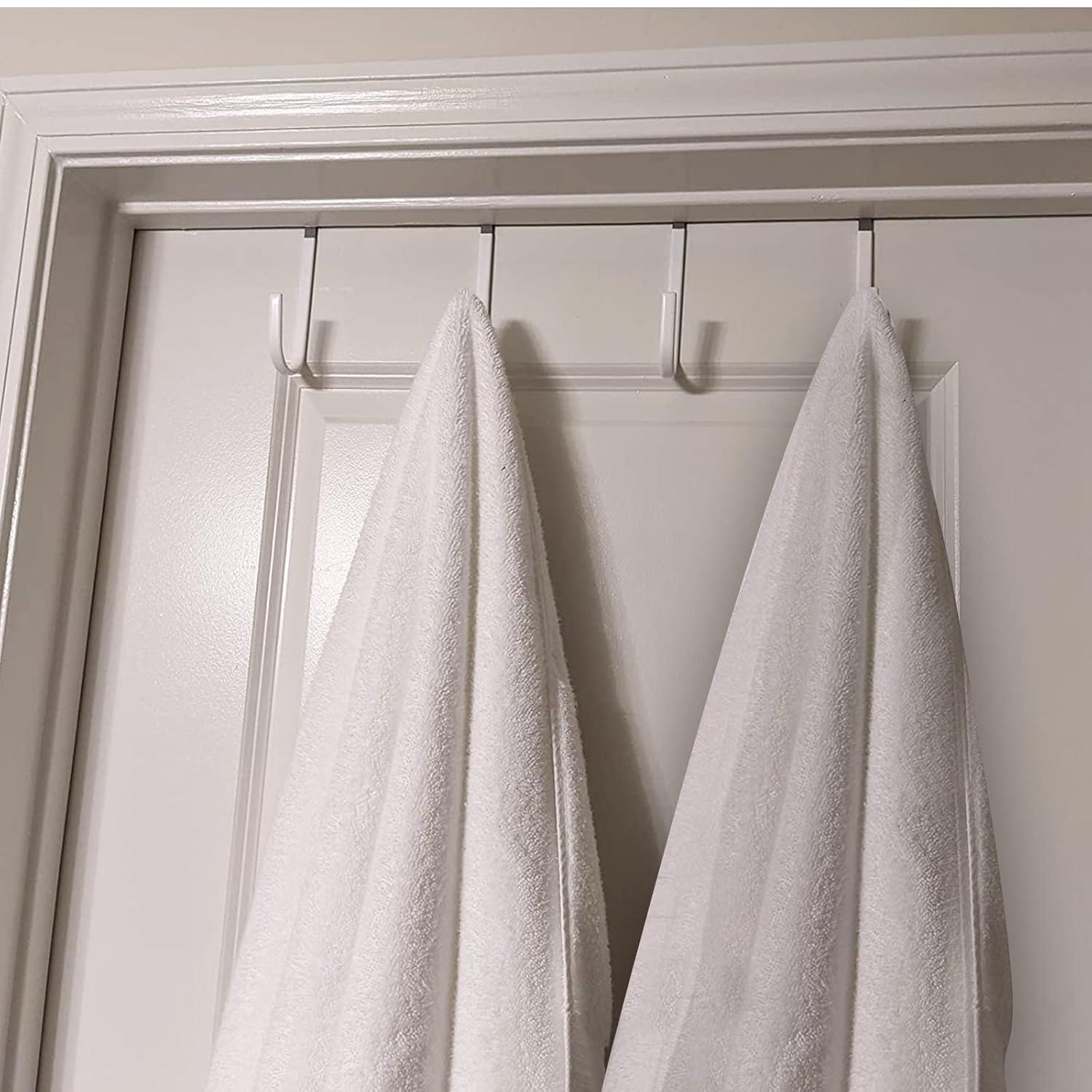 Over The Door Hooks, 4 Pack Upgraded Long Door Hangers Hooks with Rubber Prevent Scratches Heavy Duty Organizer Hooks for Hanging Clothes, Towels, Hats, Coats, Bags Black