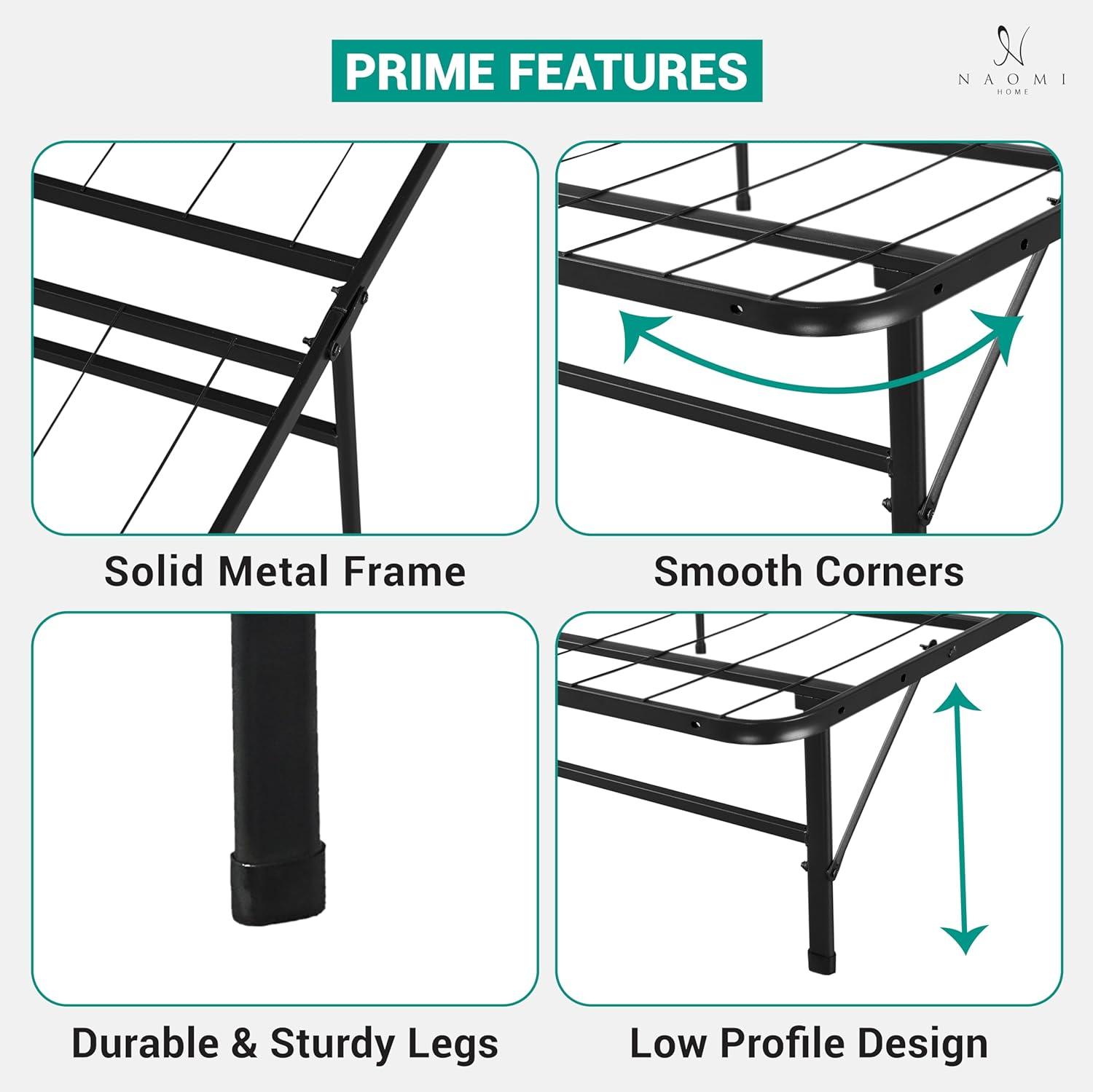 Alwyn Home Muscoy 14" Foldable Steel Bed Frame, No Box Spring Needed, Underbed Storage , Easy Assembly