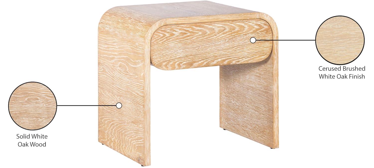 Cresthill Mid-Century White Oak 1-Drawer Nightstand
