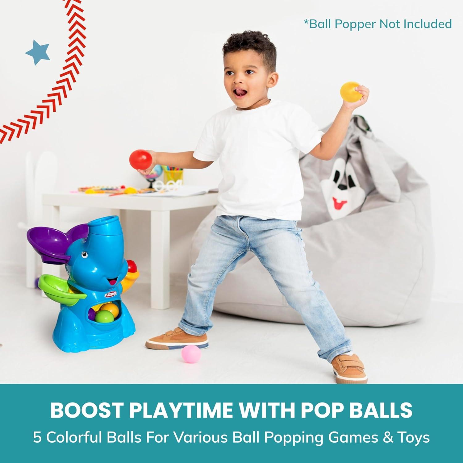 Botabee Set of 5 Multi-Colored Replacement Balls for Ball Popper Toys in Assorted Colors - Vibrant and Durable Plastic