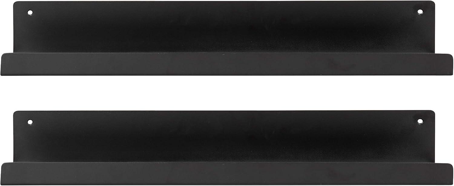 Kate and Laurel Mezzo Modern Metal Ledge Shelf Set, Black 2 Piece