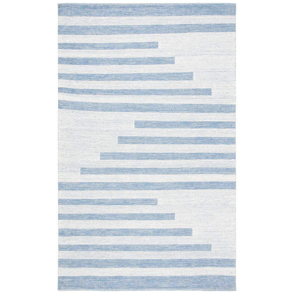 Striped Kilim STK504 Hand Woven Area Rug - Ivory/Blue - 8'x10' - Safavieh.