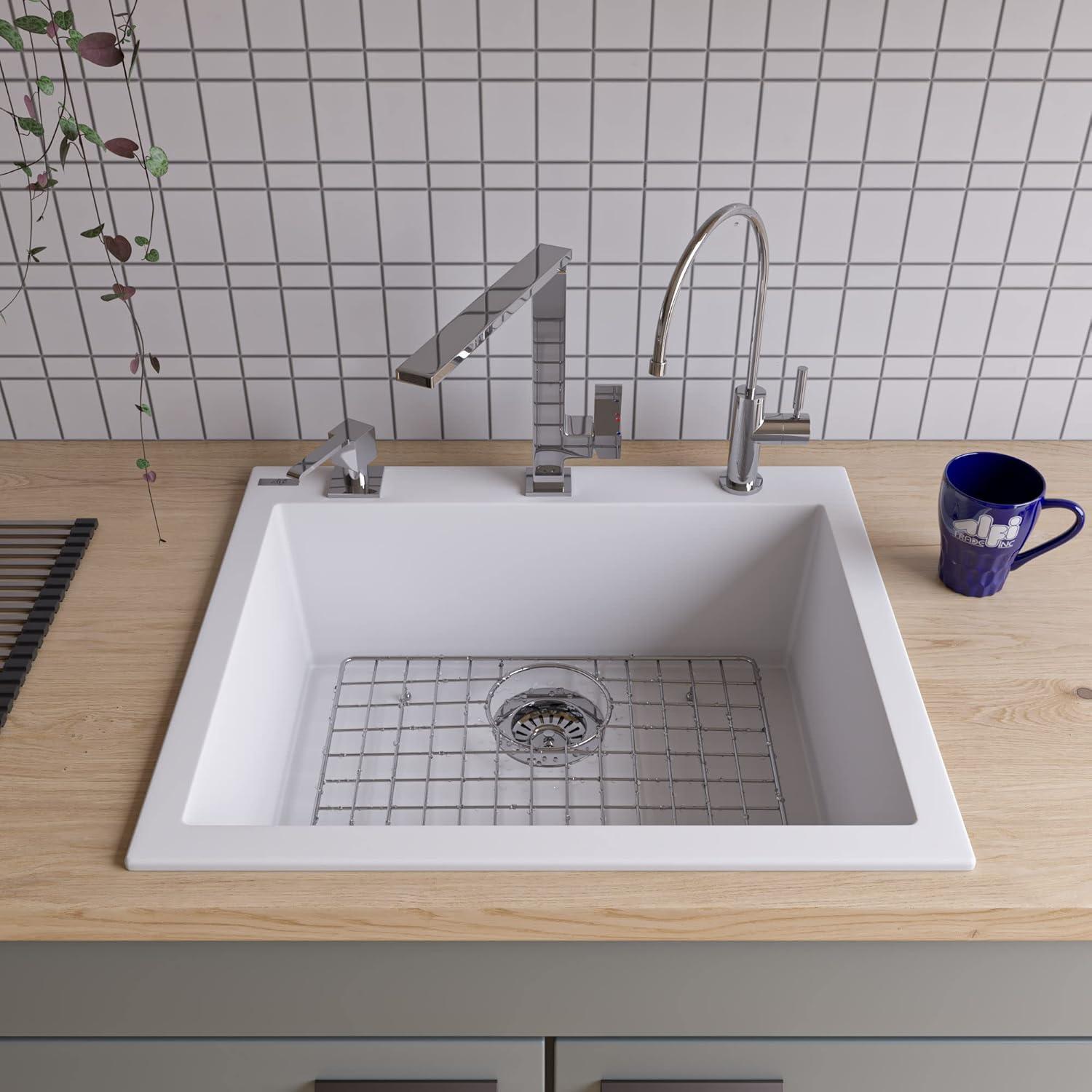 23.63'' L Drop-In Single Bowl Granite Kitchen Sink