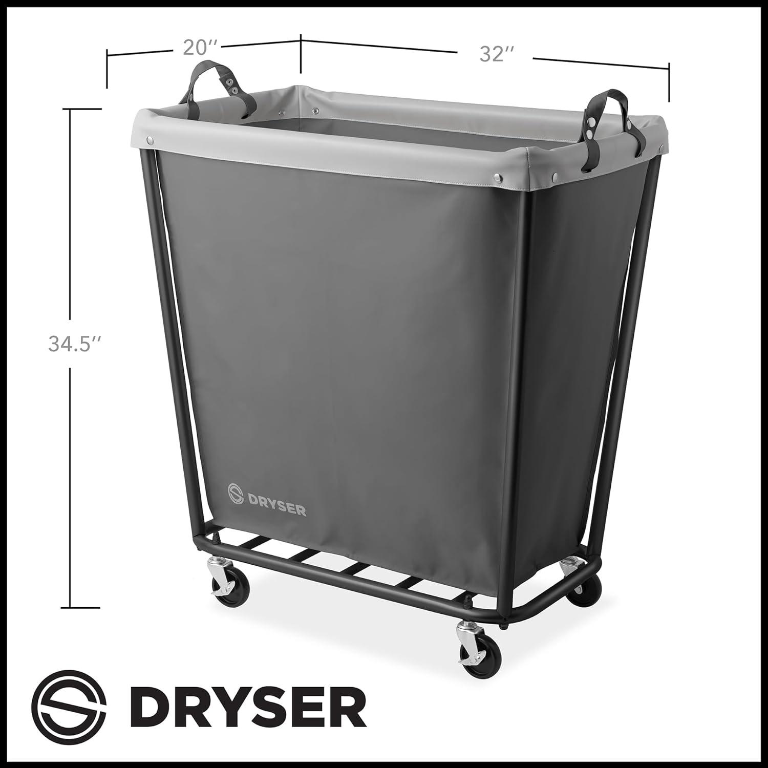 Gray Heavy-Duty Steel Frame Rolling Laundry Hamper with Canvas Bin