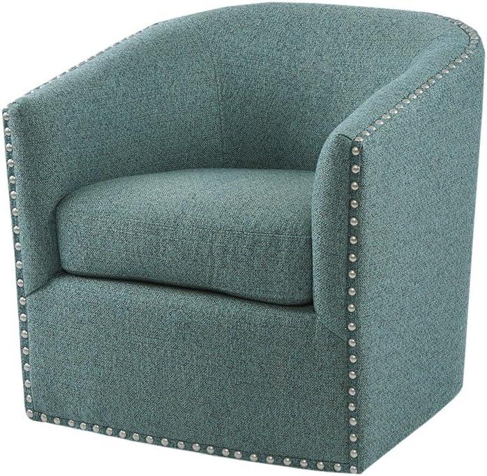 Sheldon Swivel Chair Teal: Upholstered Polyester, No Assembly, Modern Armchair, 300 lbs Capacity