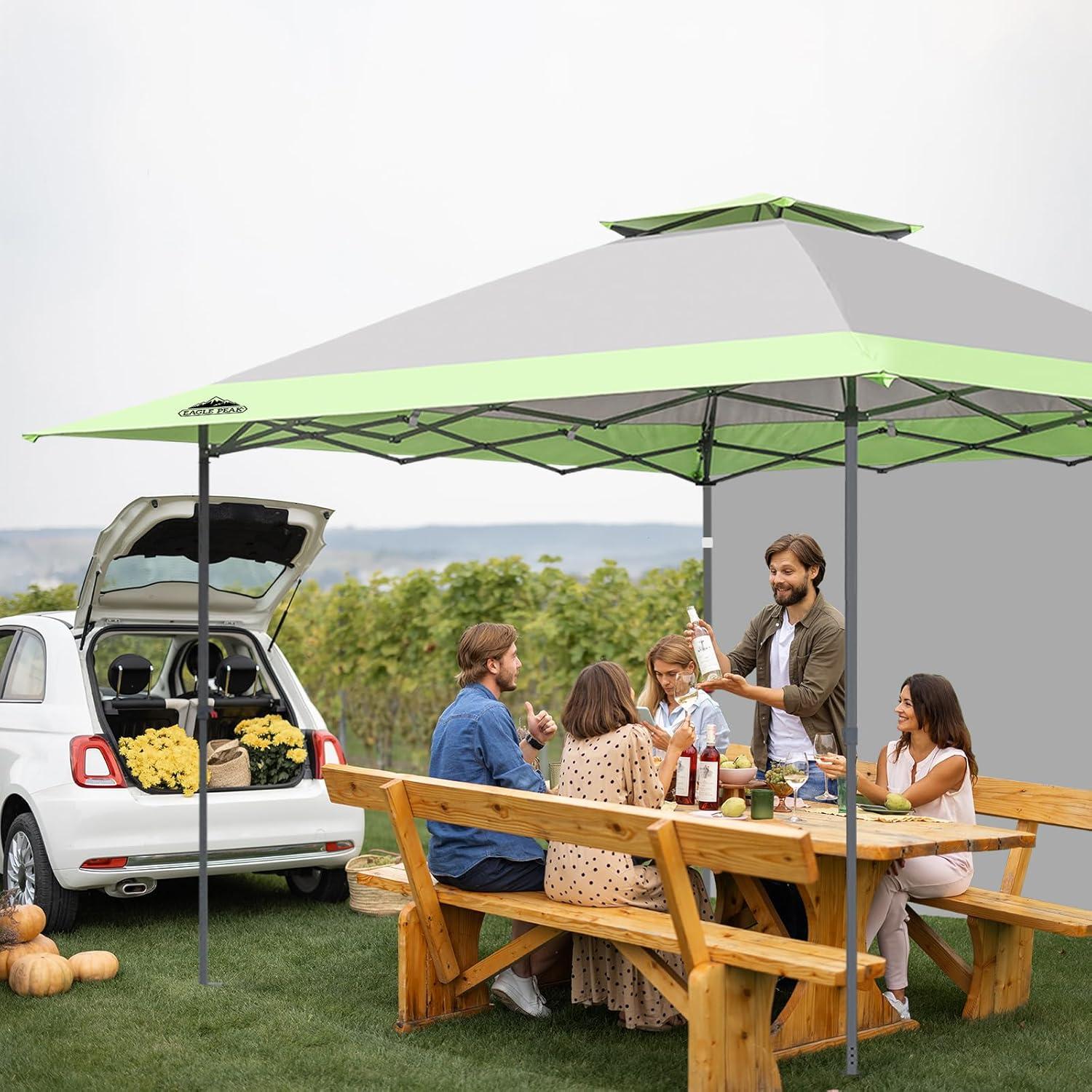 EAGLE PEAK 13x13 Pop up Outdoor Canopy Tent Instant Folding Shelter with One Privacy Curtain,Gray