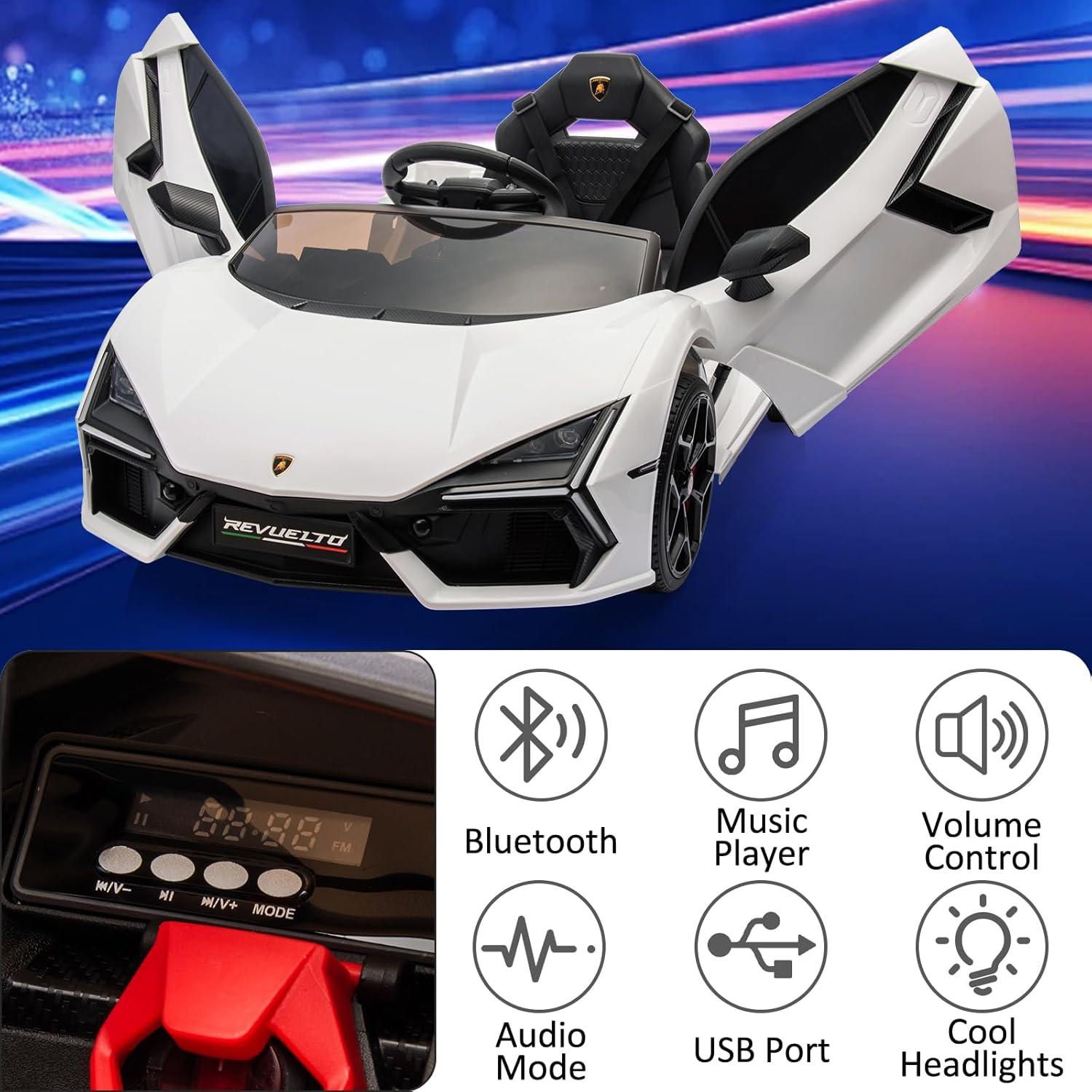 Hetoy 12V Kids Ride On Car, Licensed Lamborghini Revuelto Electric Car For Kids