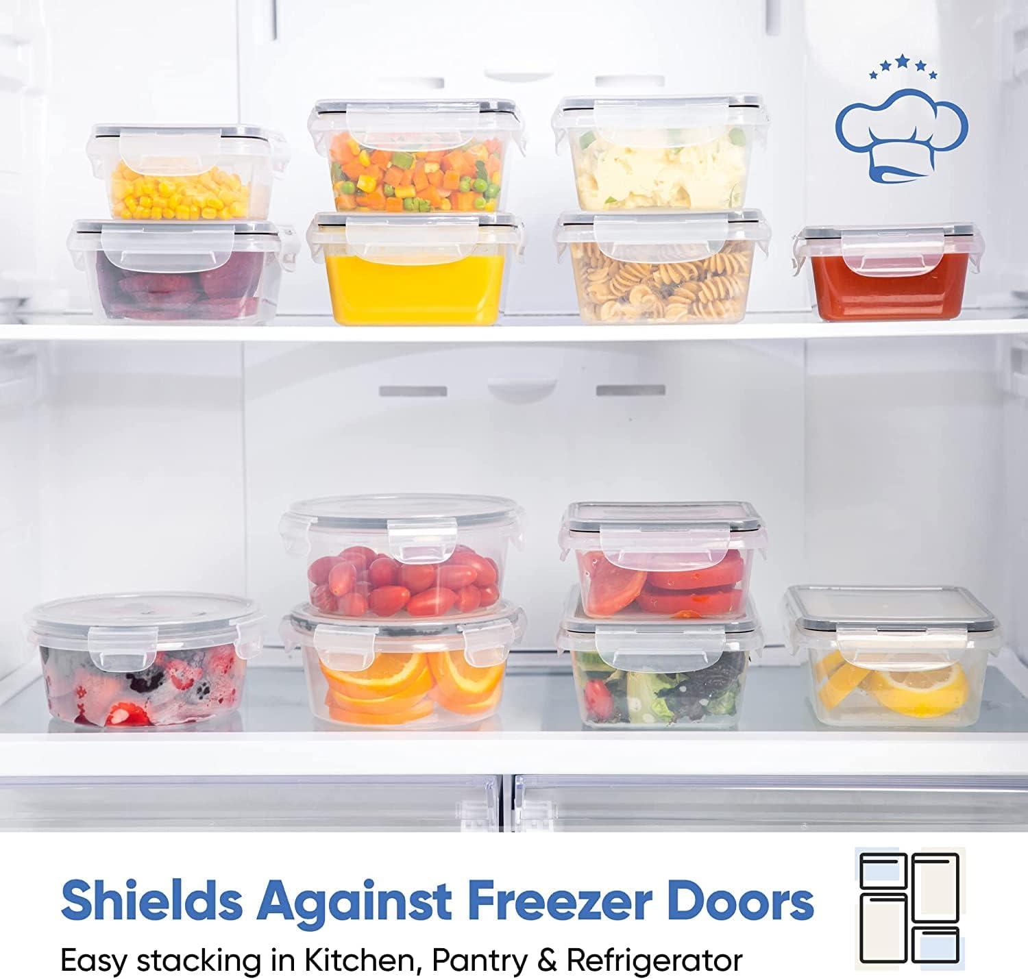 Blue BPA-Free Plastic Food Storage Container Set with Labels