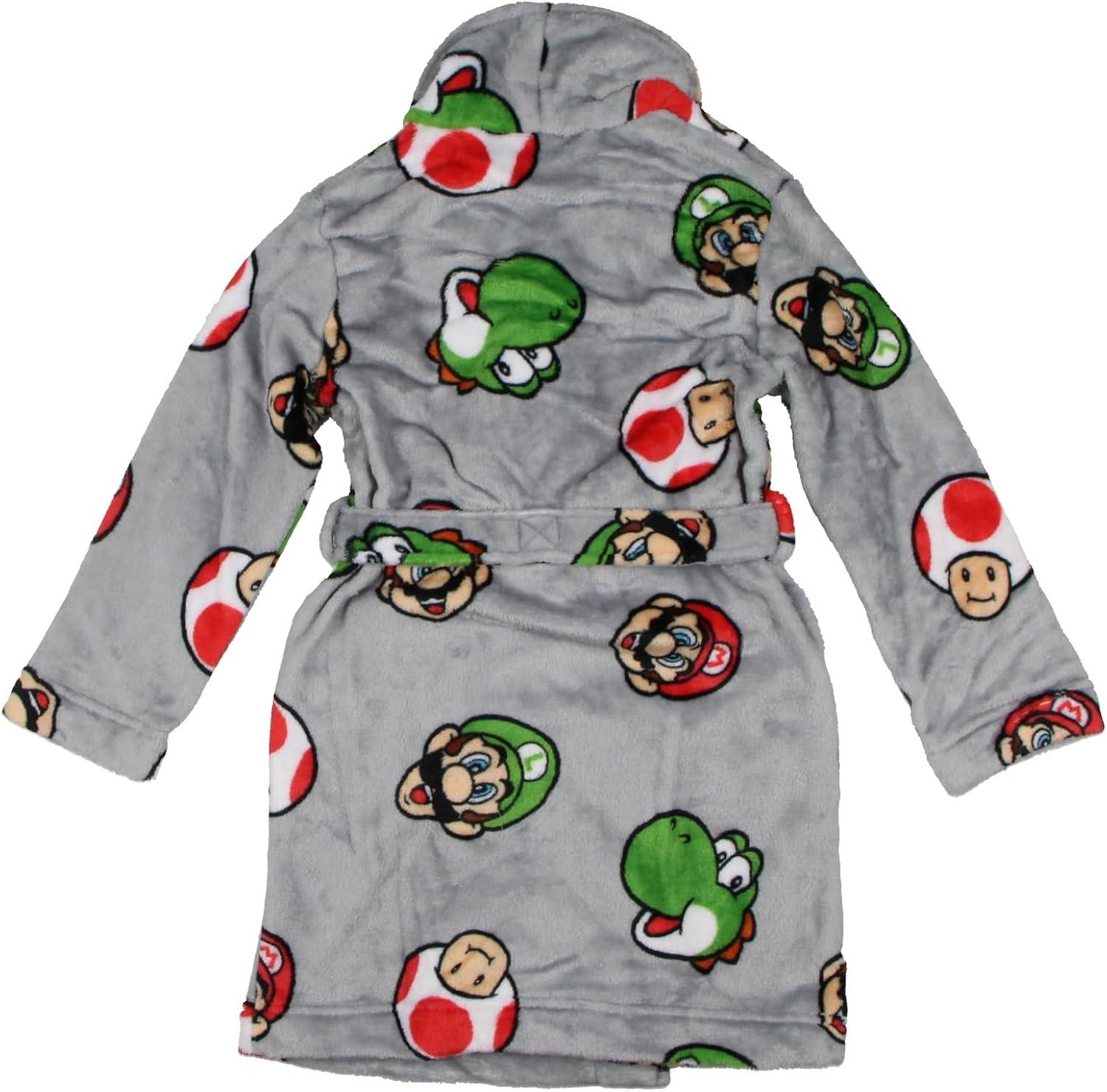 Nintendo Boys' Super Mario Yoshi and Super Mushroom Kids Fleece Robe (6)