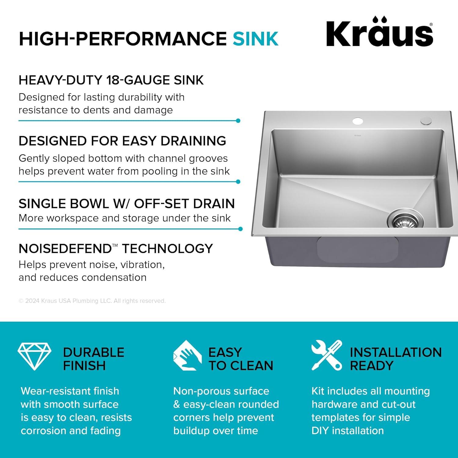 KRAUS Fairlane Undermount 18-Gauge Stainless Steel Kitchen Sink