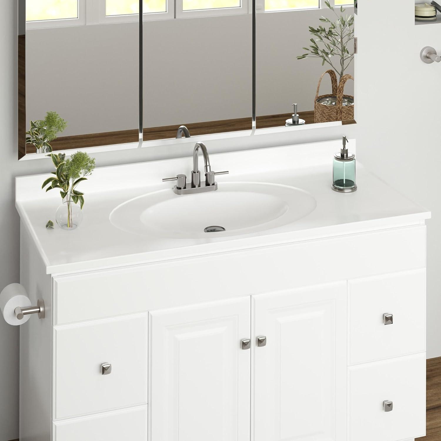 Design House  Cultured Marble Vanity Top in Solid White, 49-Inch x 22-Inch