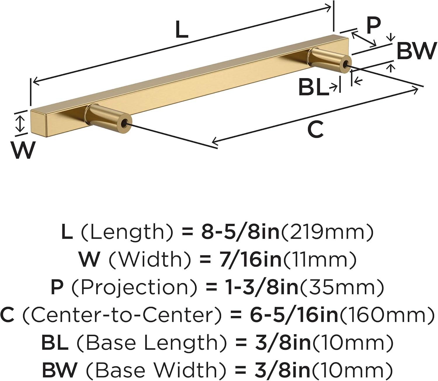 Champagne Bronze Modern Bar Cabinet Pulls, 6-5/16 inch, 10 Pack