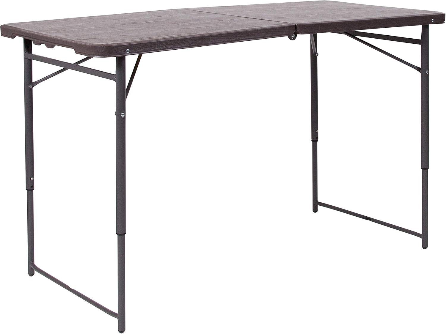 Noah 48.25" Plastic Rectangular Adjustable Fold-in-Half Table with Handle